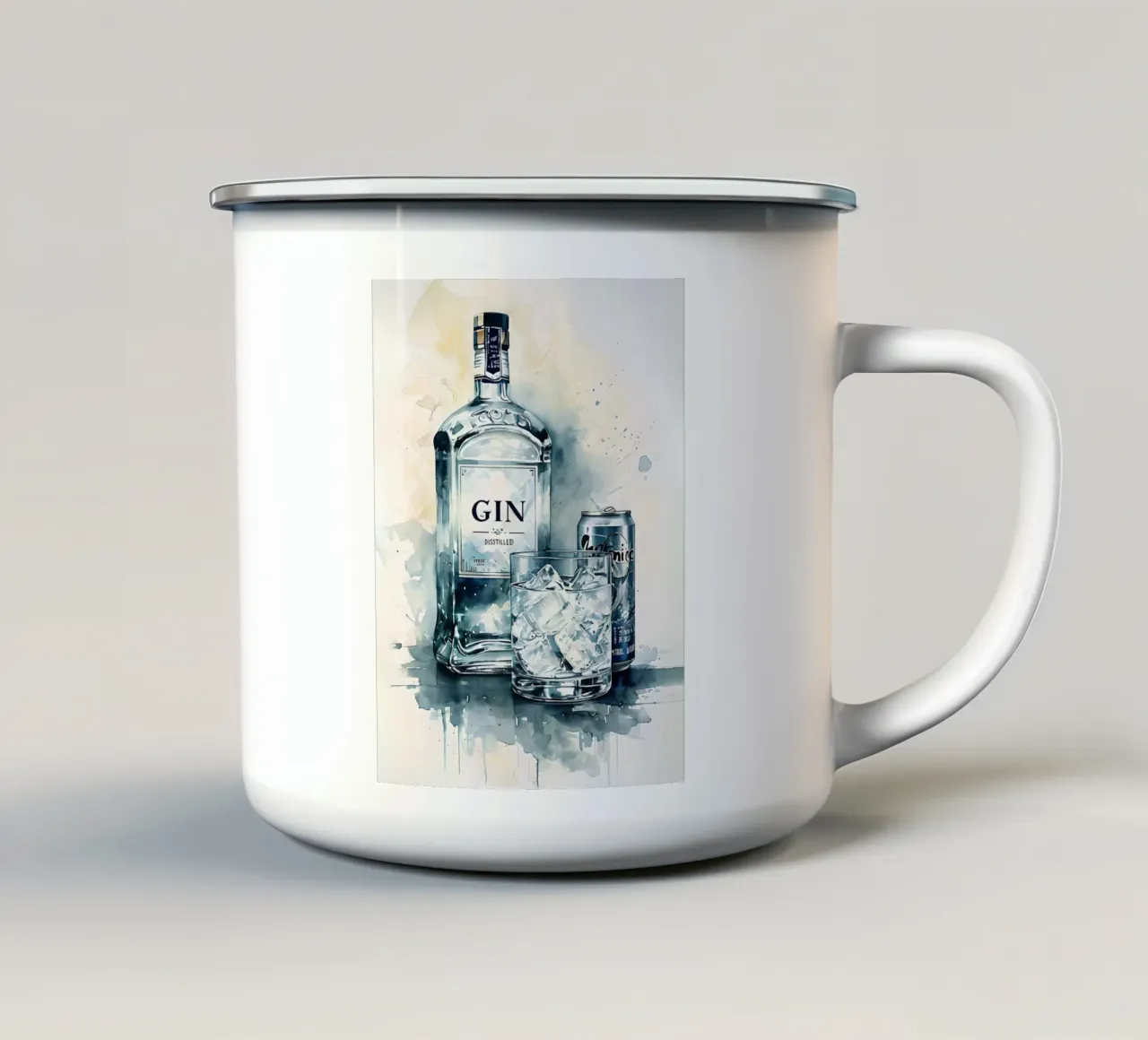 Acquerello di gin e tonic tazza in smalto da 🎁 ARTVI-SHOP