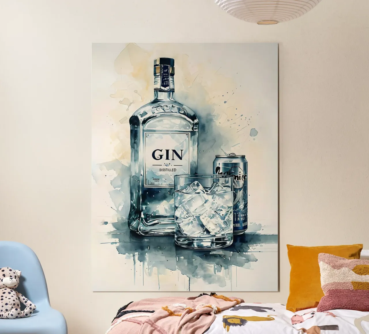 Acquerello di gin e tonic poster con telaio in plastica da 🎁 ARTVI-SHOP