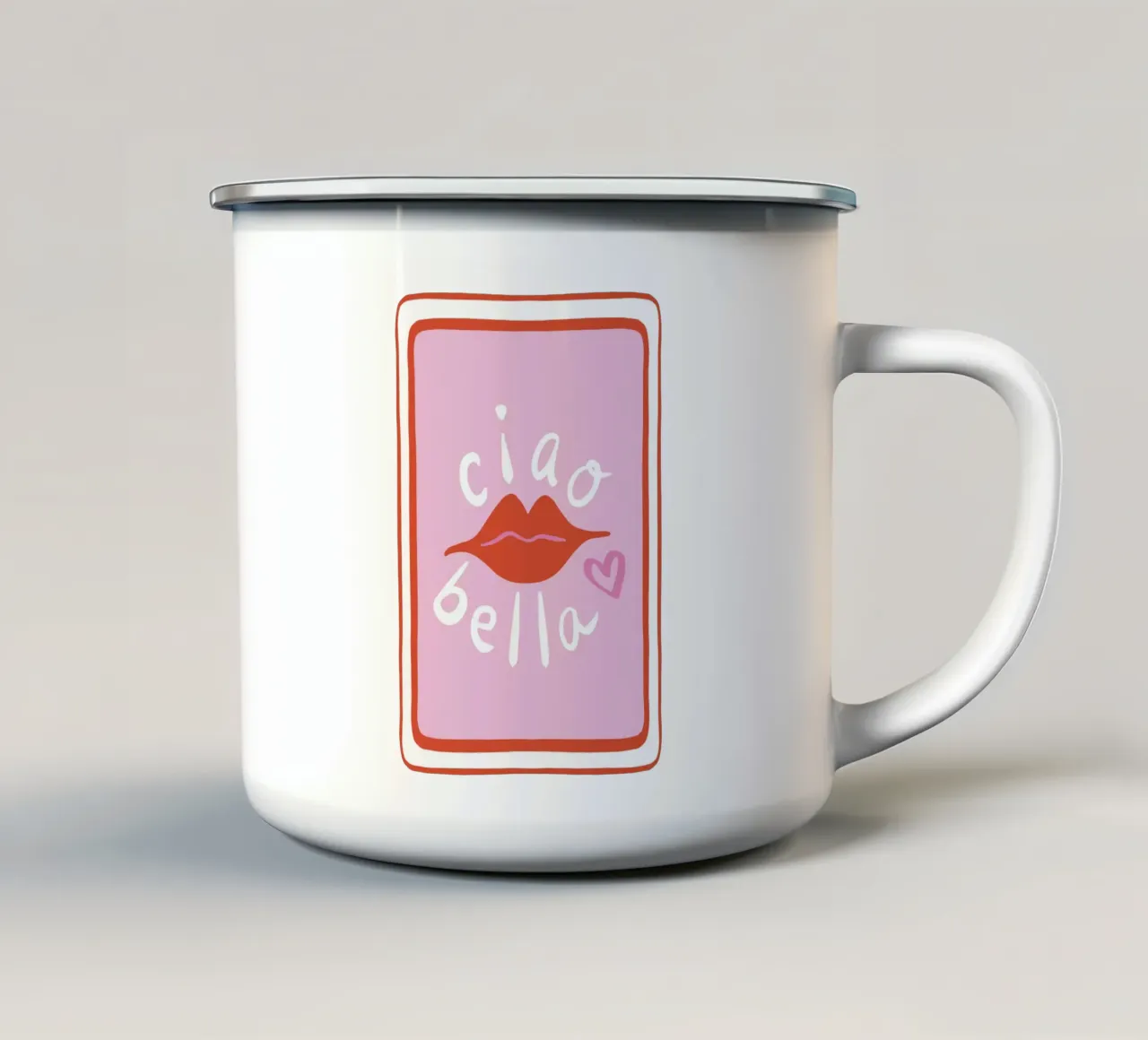 Ciao Bella - pink tazza in smalto da Vivdesign