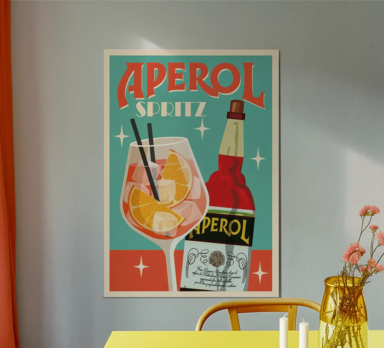 Stampa d'arte Aperol Spritz poster con telaio in plastica da Stacey Stubbs