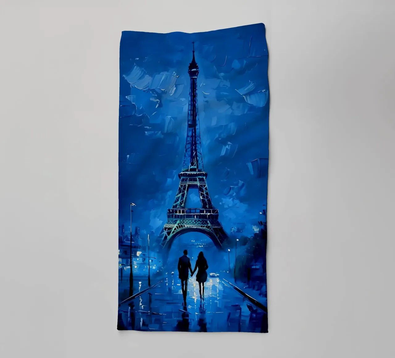 Eiffel Tower Painting in Blue towel by 🎨 Point and Art