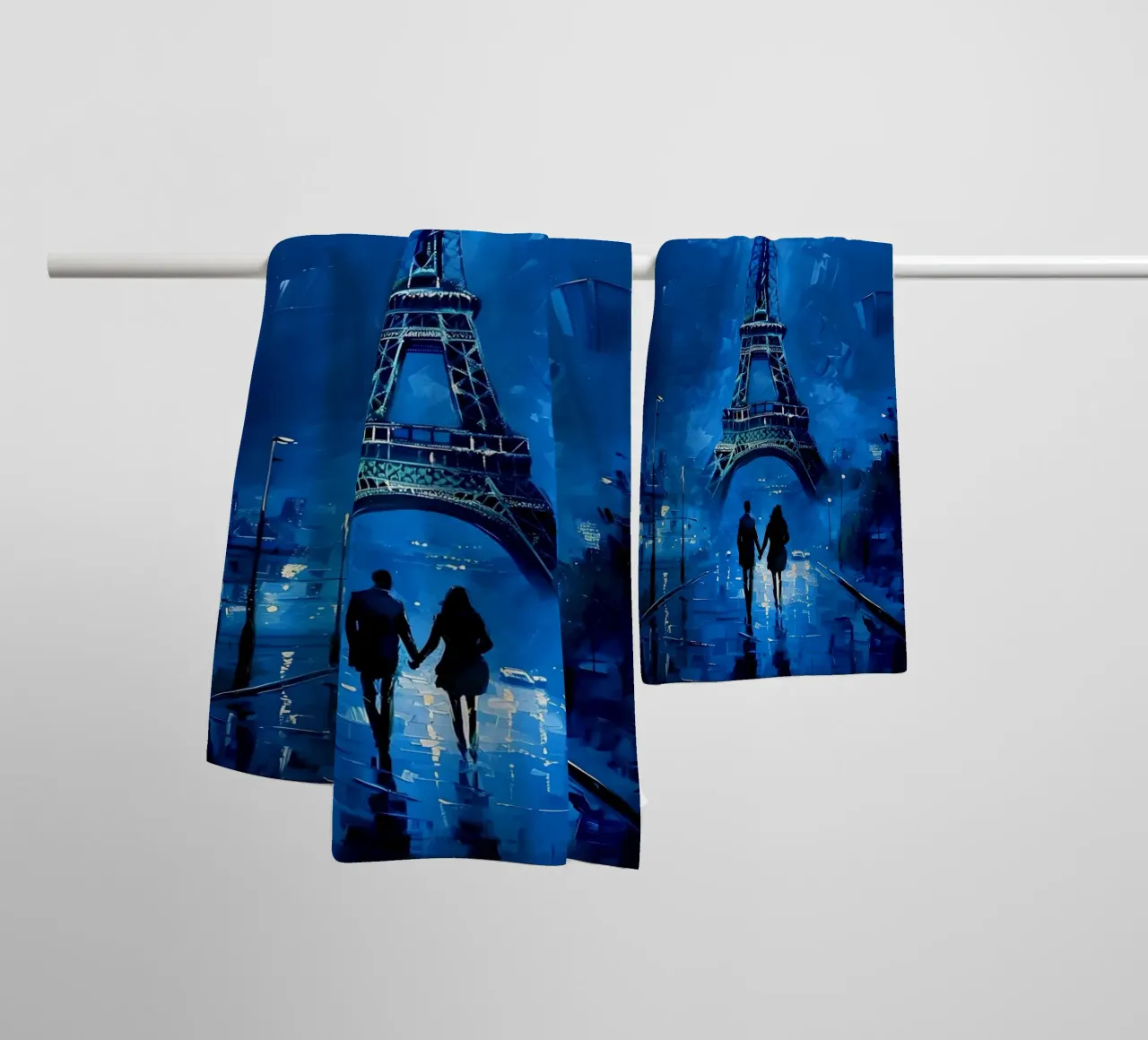 Eiffel Tower Painting in Blue towel by 🎨 Point and Art