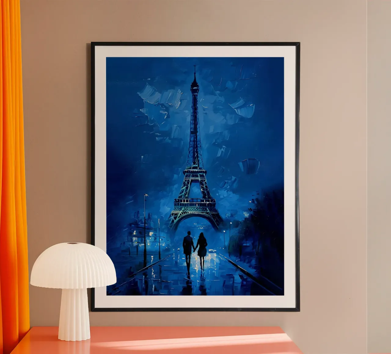 Torre Eiffel dipinto in blu poster con telaio in legno da 🎨 Point and Art