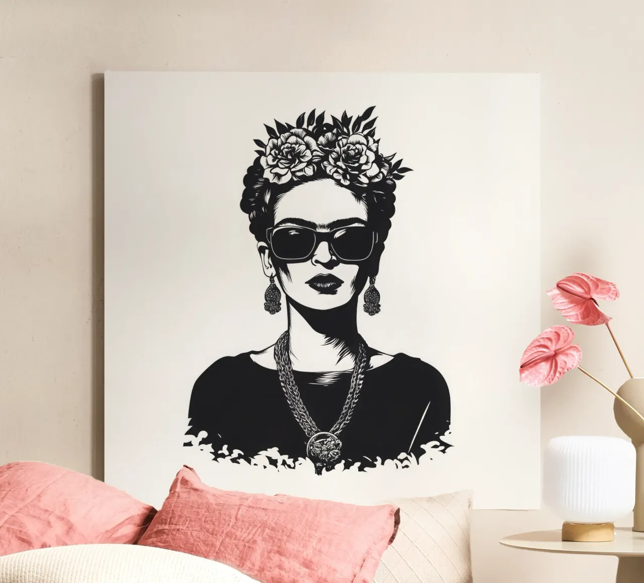 Frida Kahlo - Lo specchio dell'anima tela con Cornice a cassetta da Fantasias Florales