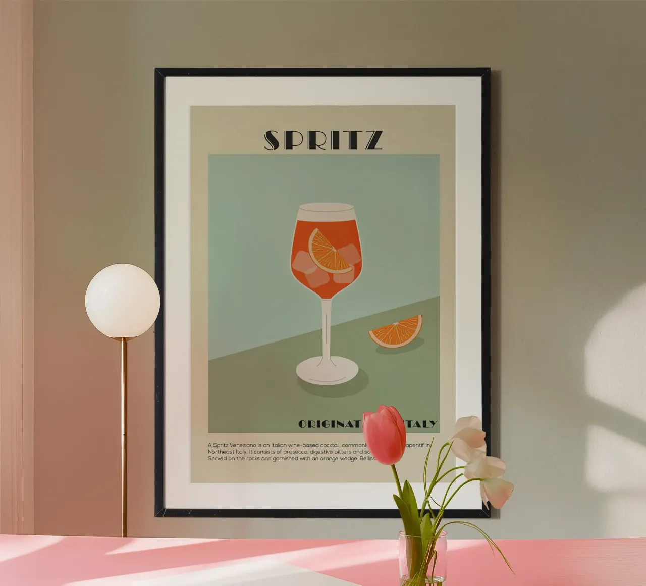 Lo Spritz nasce in Italia poster con telaio in plastica da Stacey Stubbs