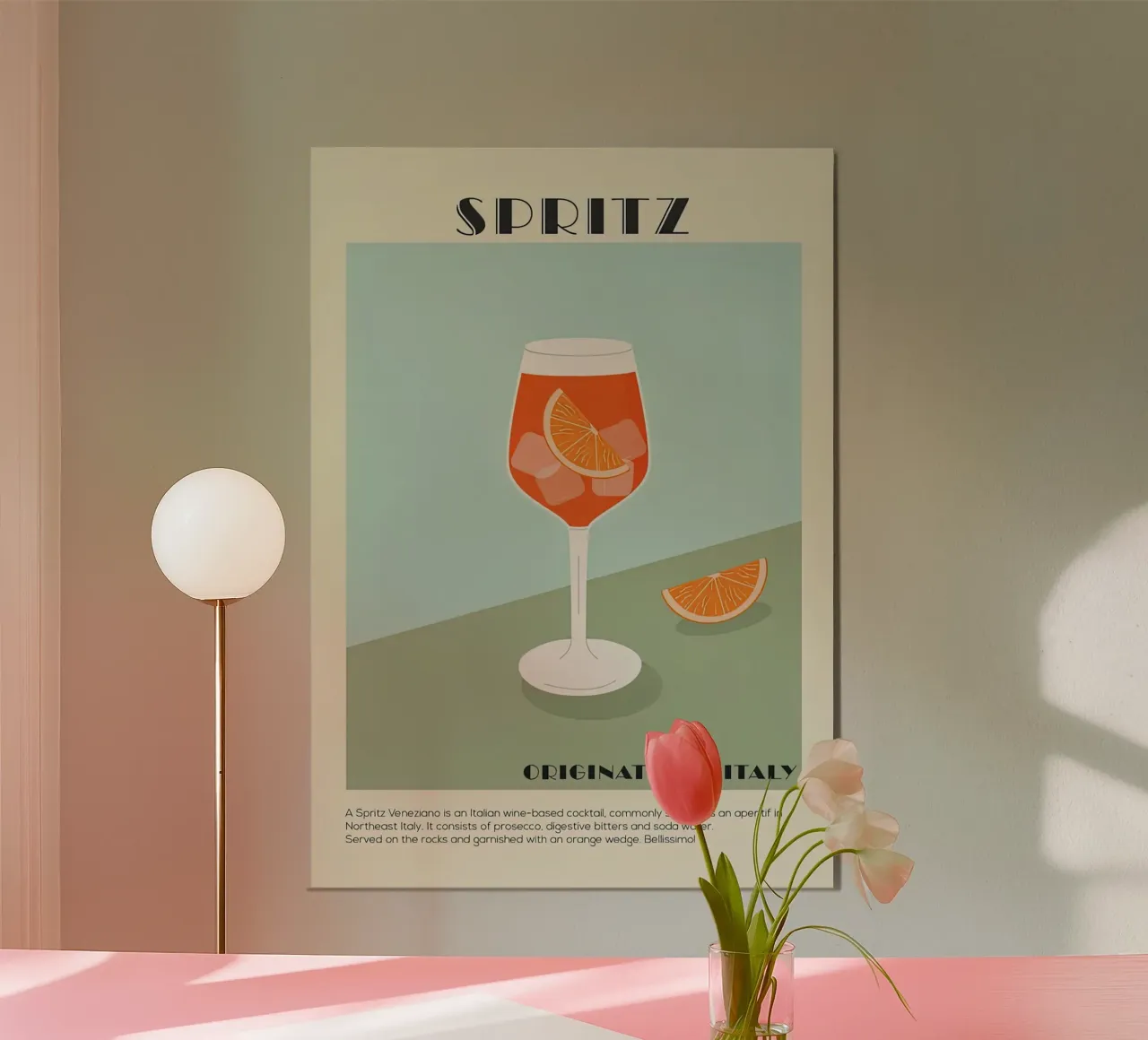 Lo Spritz nasce in Italia poster con telaio in plastica da Stacey Stubbs