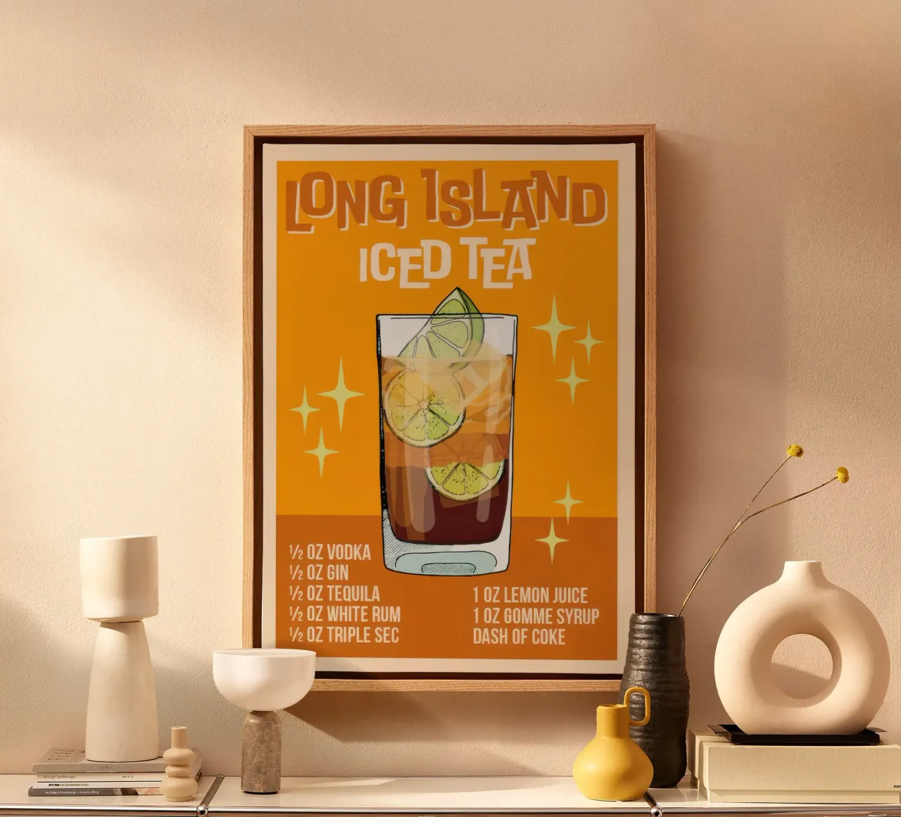 Long Island Ijsthee Print canvas met Baklijst van Stacey Stubbs