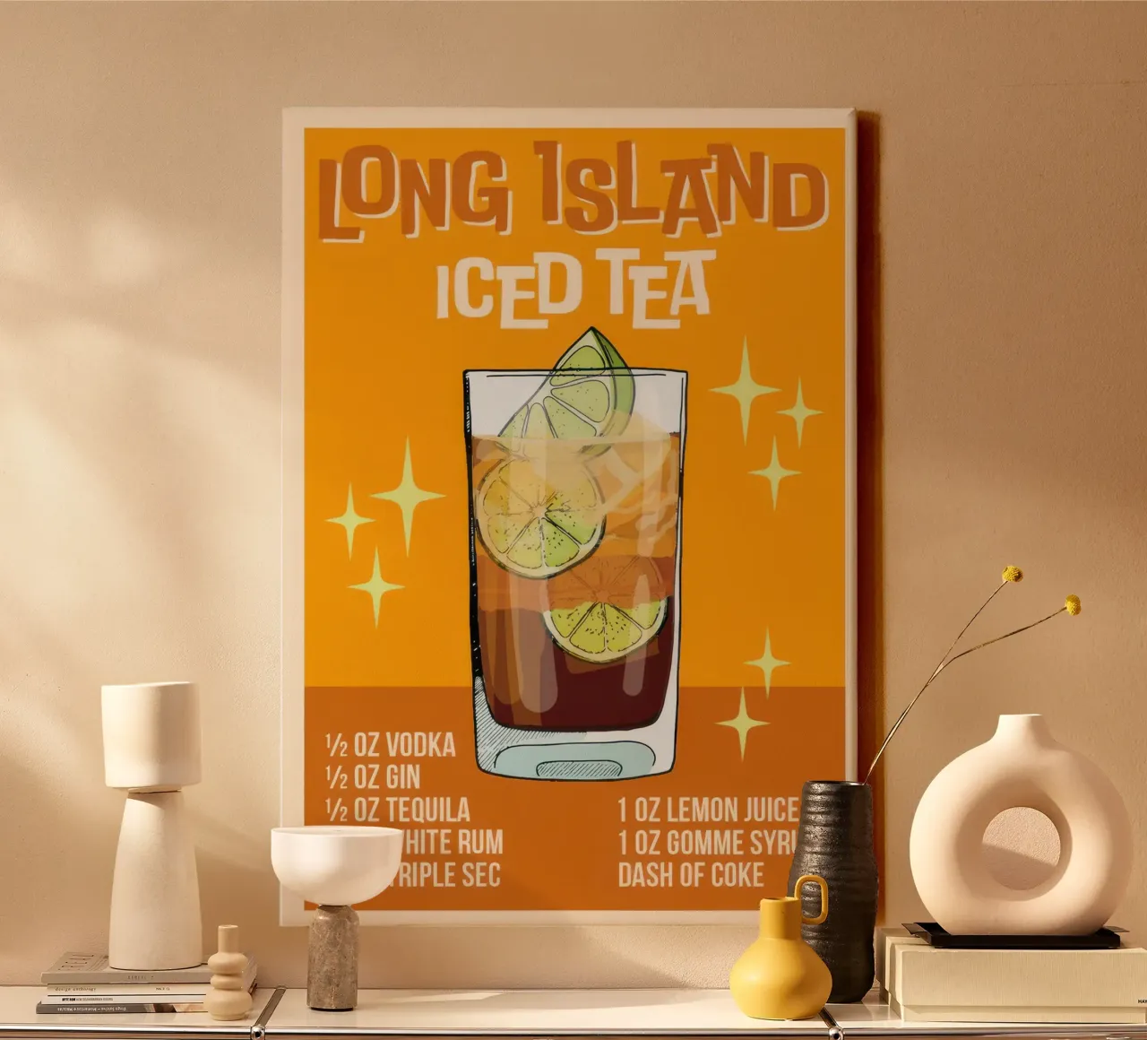 Long Island Ijsthee Print canvas met Baklijst van Stacey Stubbs