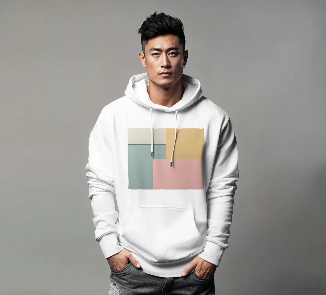 Composición geométrica abstracta de rectángulos de colores sudadera con capucha de DesignDoodle
