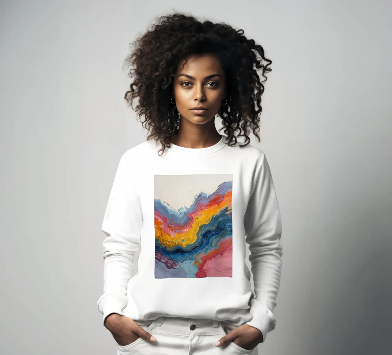 Pittura astratta ad impasto con bande colorate testurizzate felpa da DesignDoodle