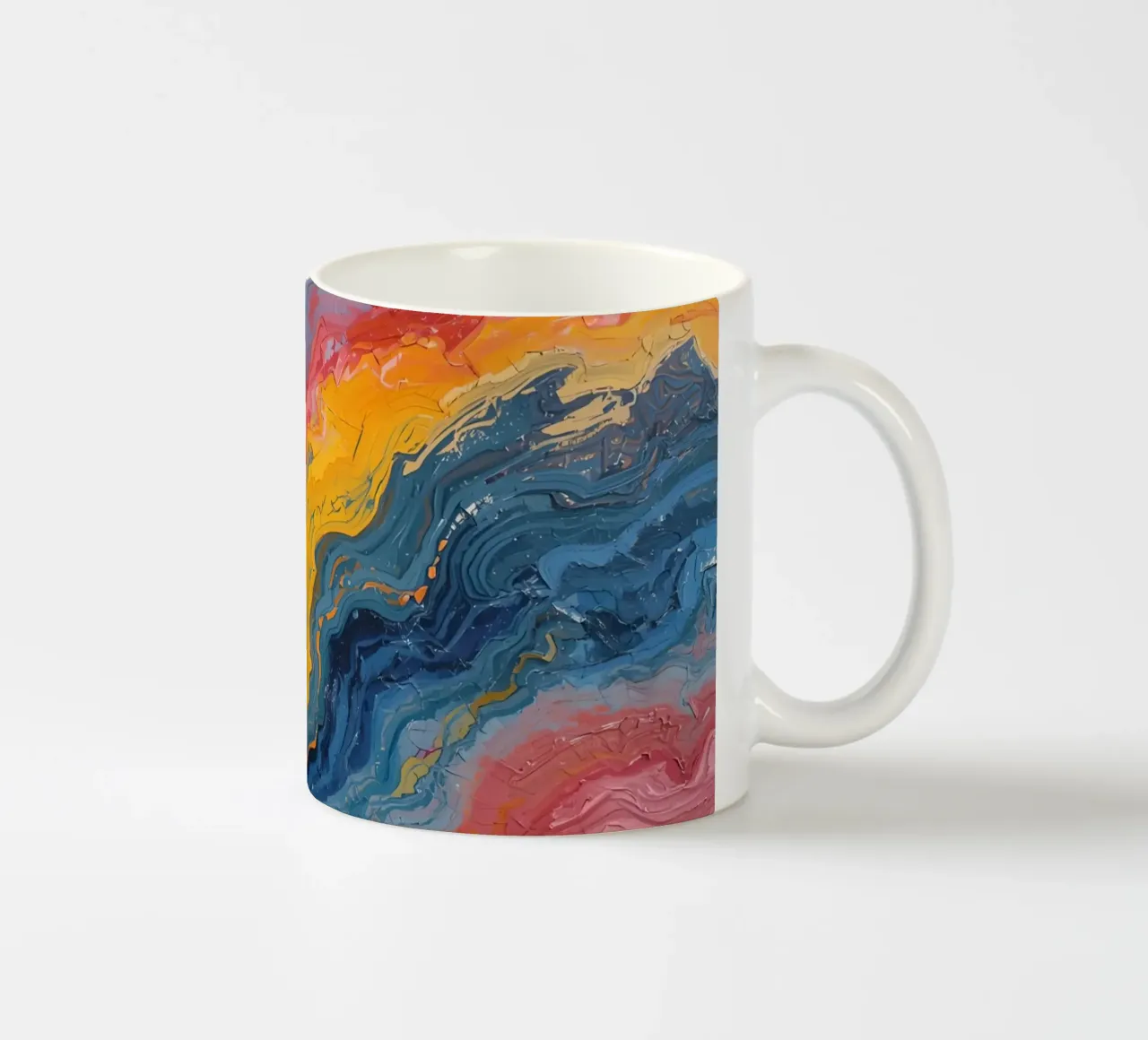 Pittura astratta ad impasto con bande colorate testurizzate tazza in ceramica da DesignDoodle