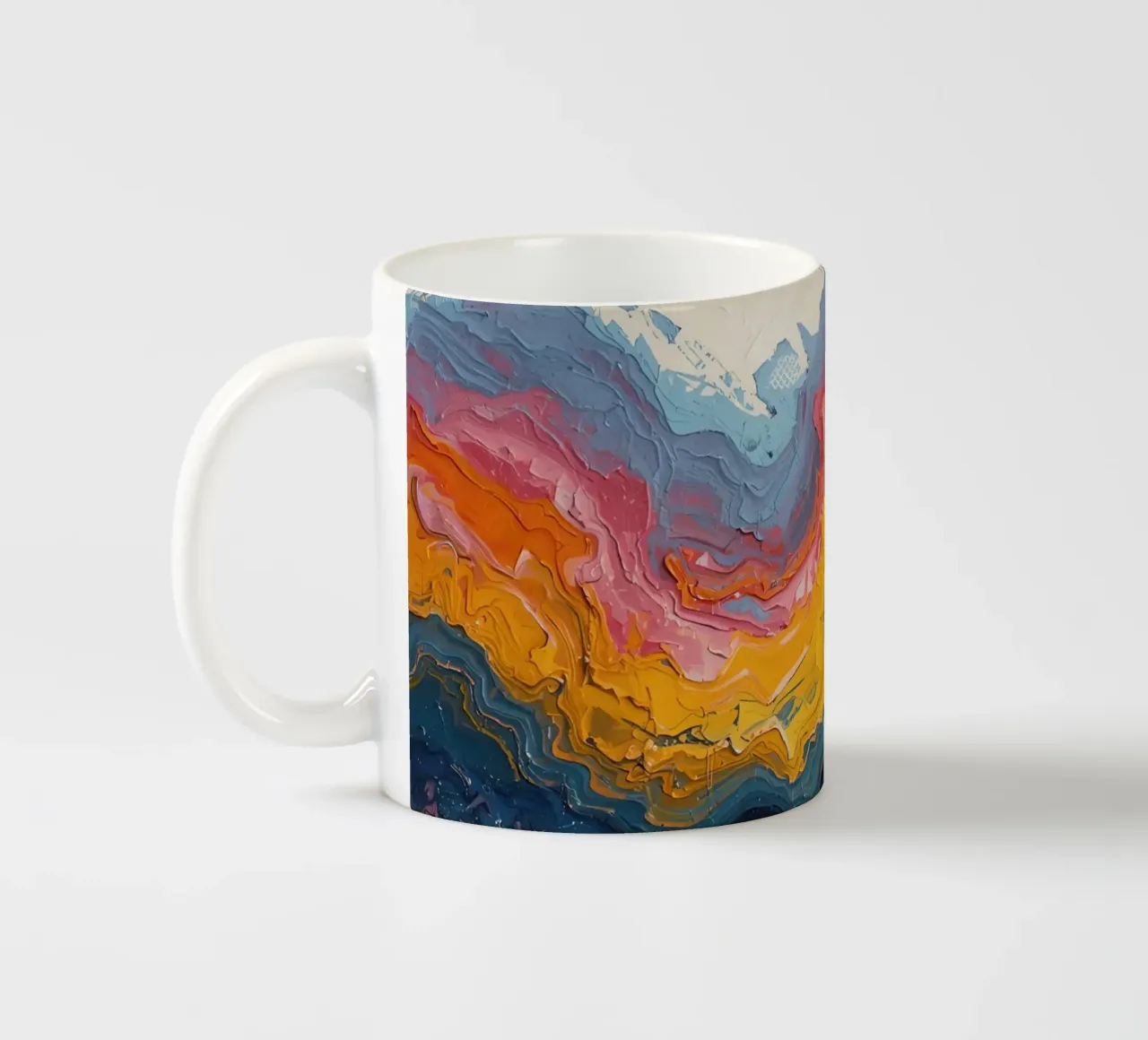 Pittura astratta ad impasto con bande colorate testurizzate tazza in ceramica da DesignDoodle