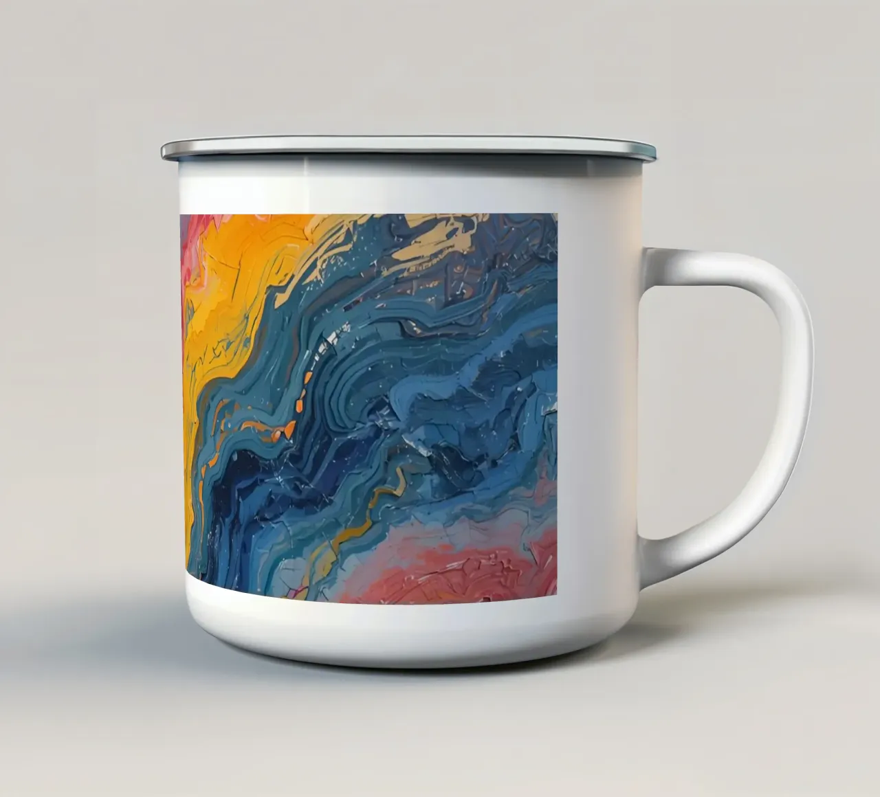 Pittura astratta ad impasto con bande colorate testurizzate tazza in smalto da DesignDoodle