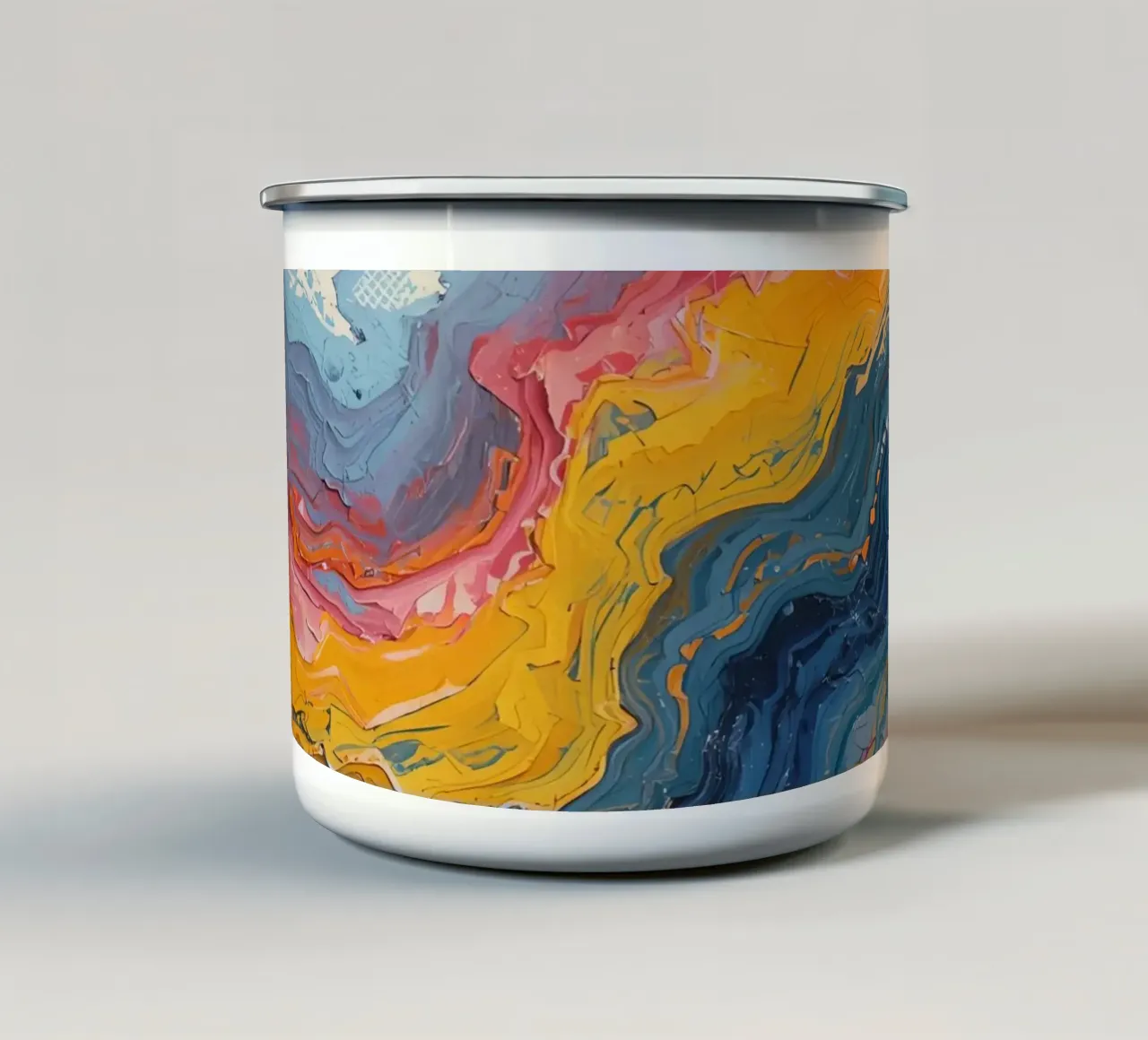 Pittura astratta ad impasto con bande colorate testurizzate tazza in smalto da DesignDoodle