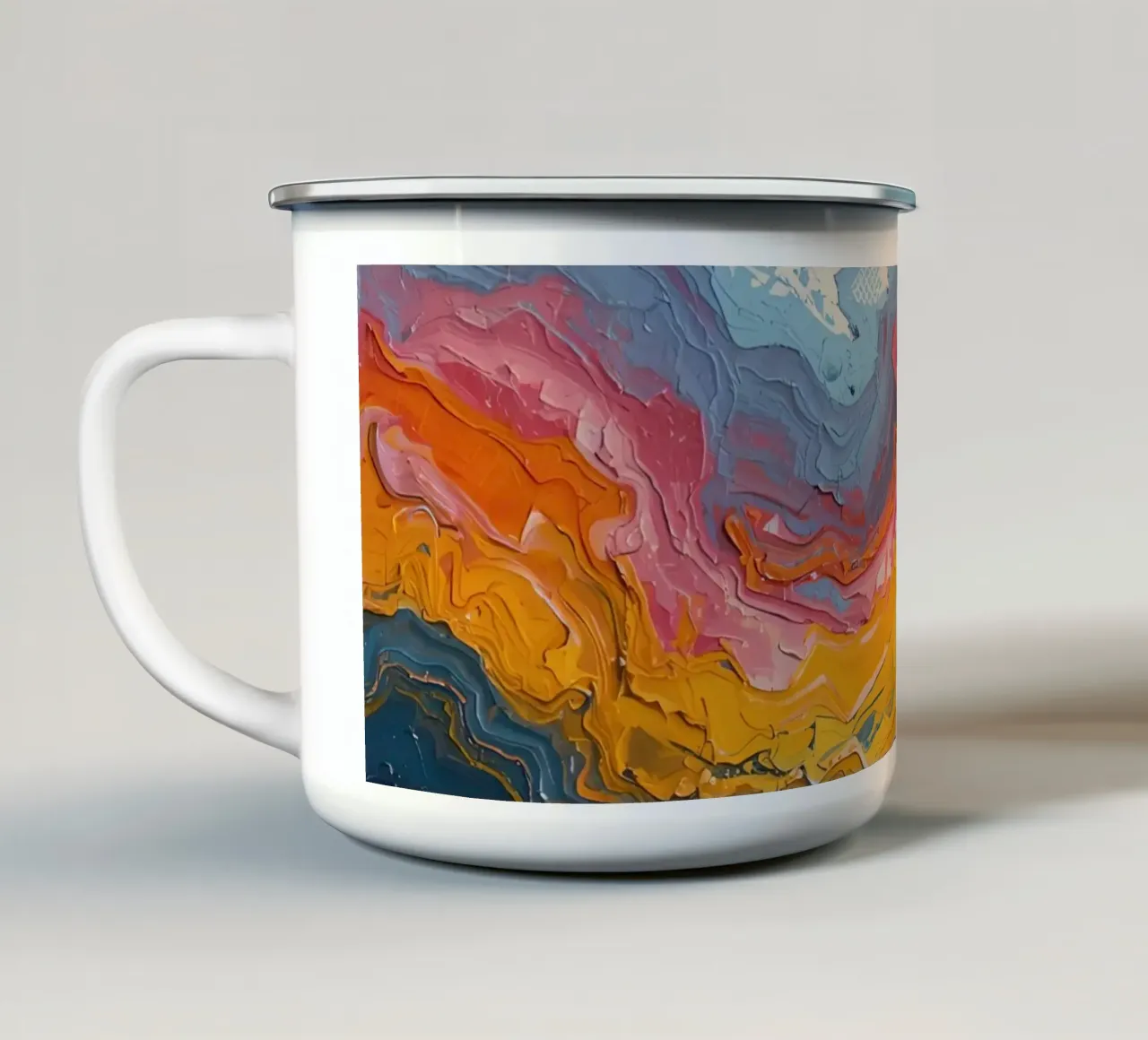 Pittura astratta ad impasto con bande colorate testurizzate tazza in smalto da DesignDoodle