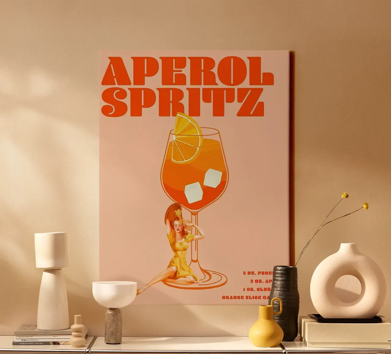 Il cocktail Aperol Spritz tela con Cornice a cassetta da Stacey Stubbs