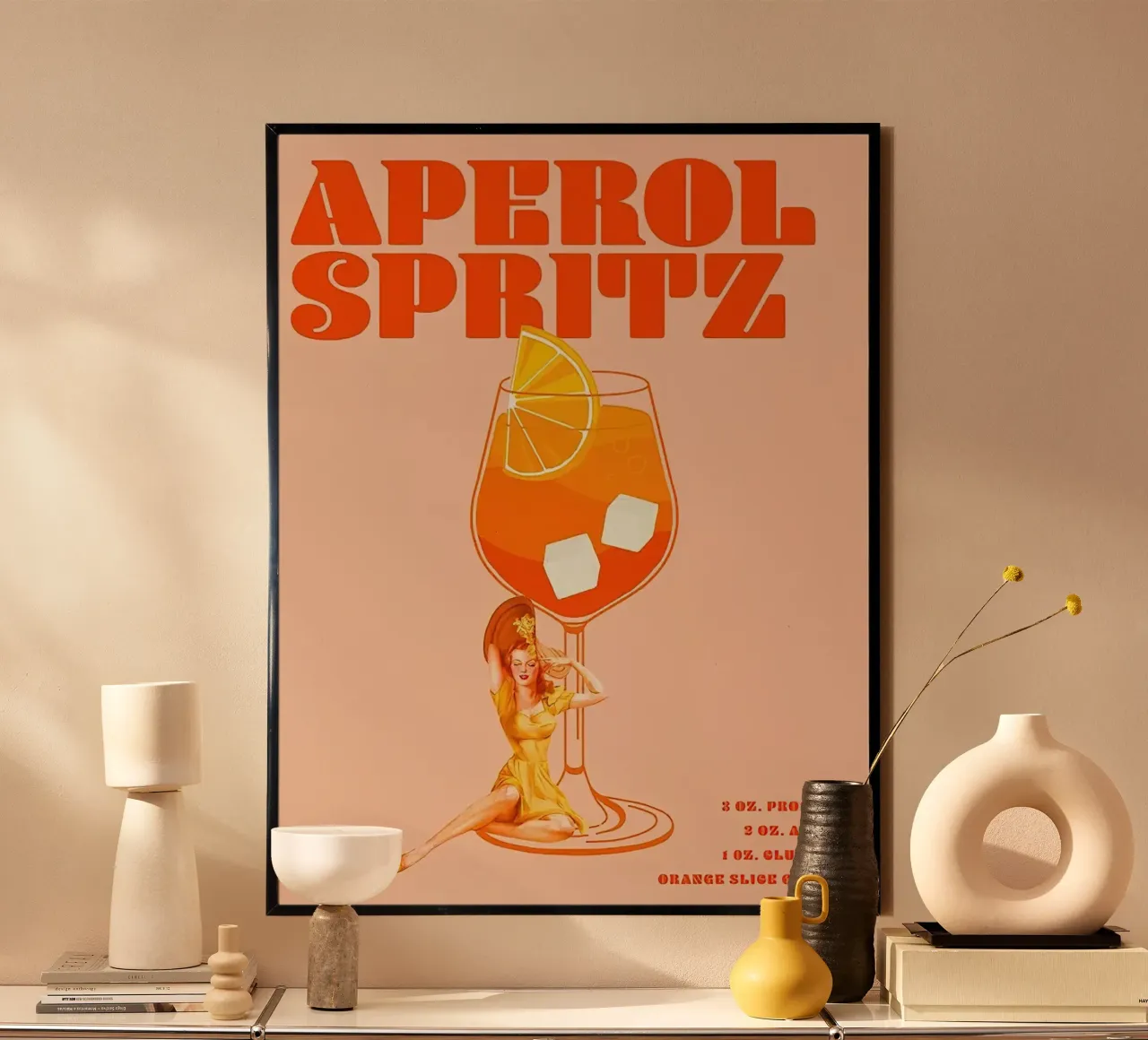 Il cocktail Aperol Spritz poster con telaio in alluminio da Stacey Stubbs