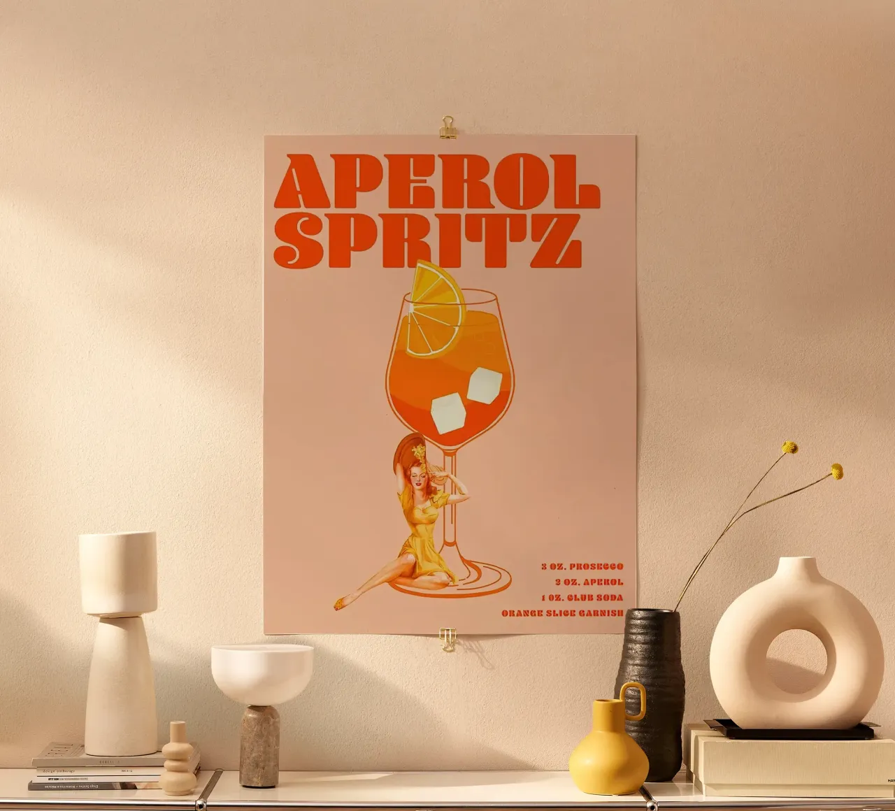 Il cocktail Aperol Spritz poster con telaio in alluminio da Stacey Stubbs