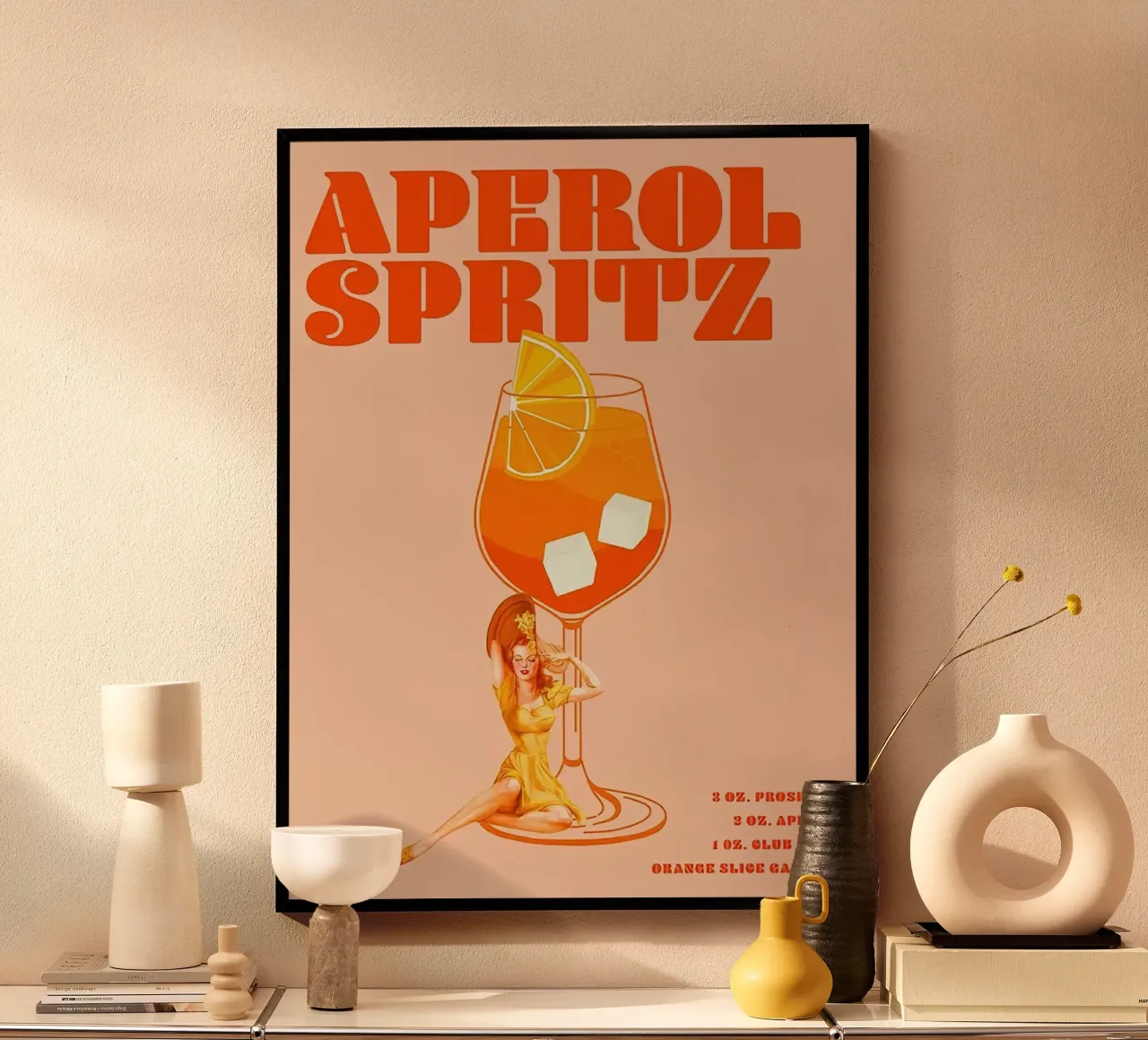 Il cocktail Aperol Spritz poster con telaio in alluminio da Stacey Stubbs