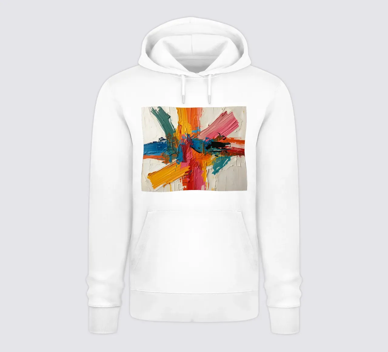Pittura astratta con pennellate colorate che si intersecano felpa con cappuccio da DesignDoodle