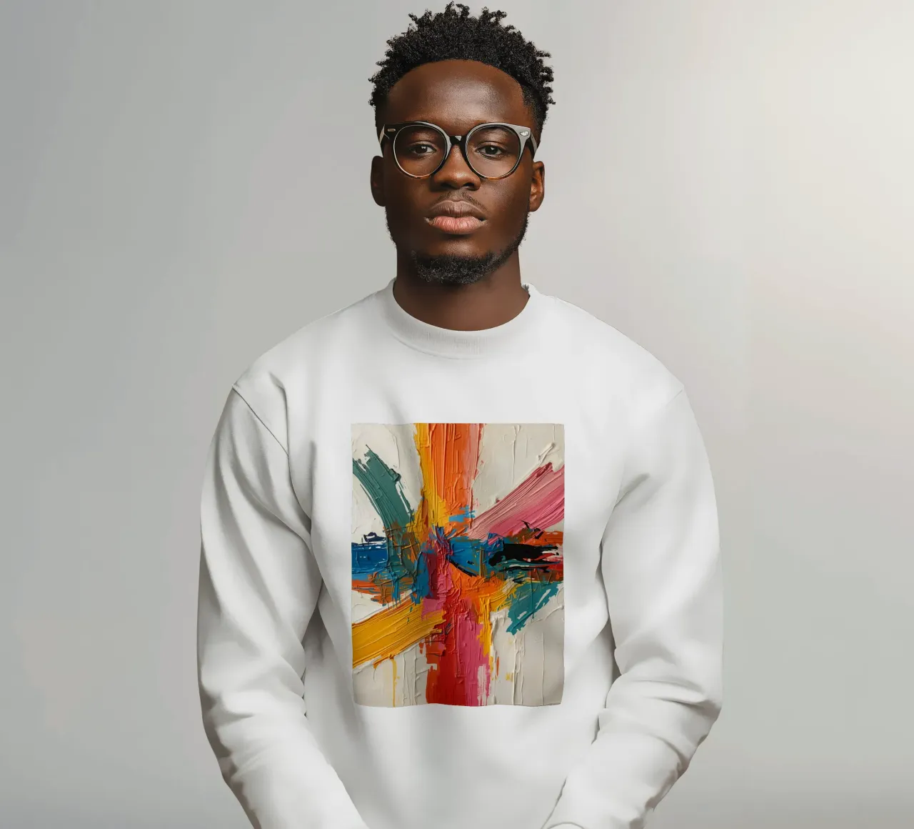 Pittura astratta con pennellate colorate che si intersecano felpa da DesignDoodle