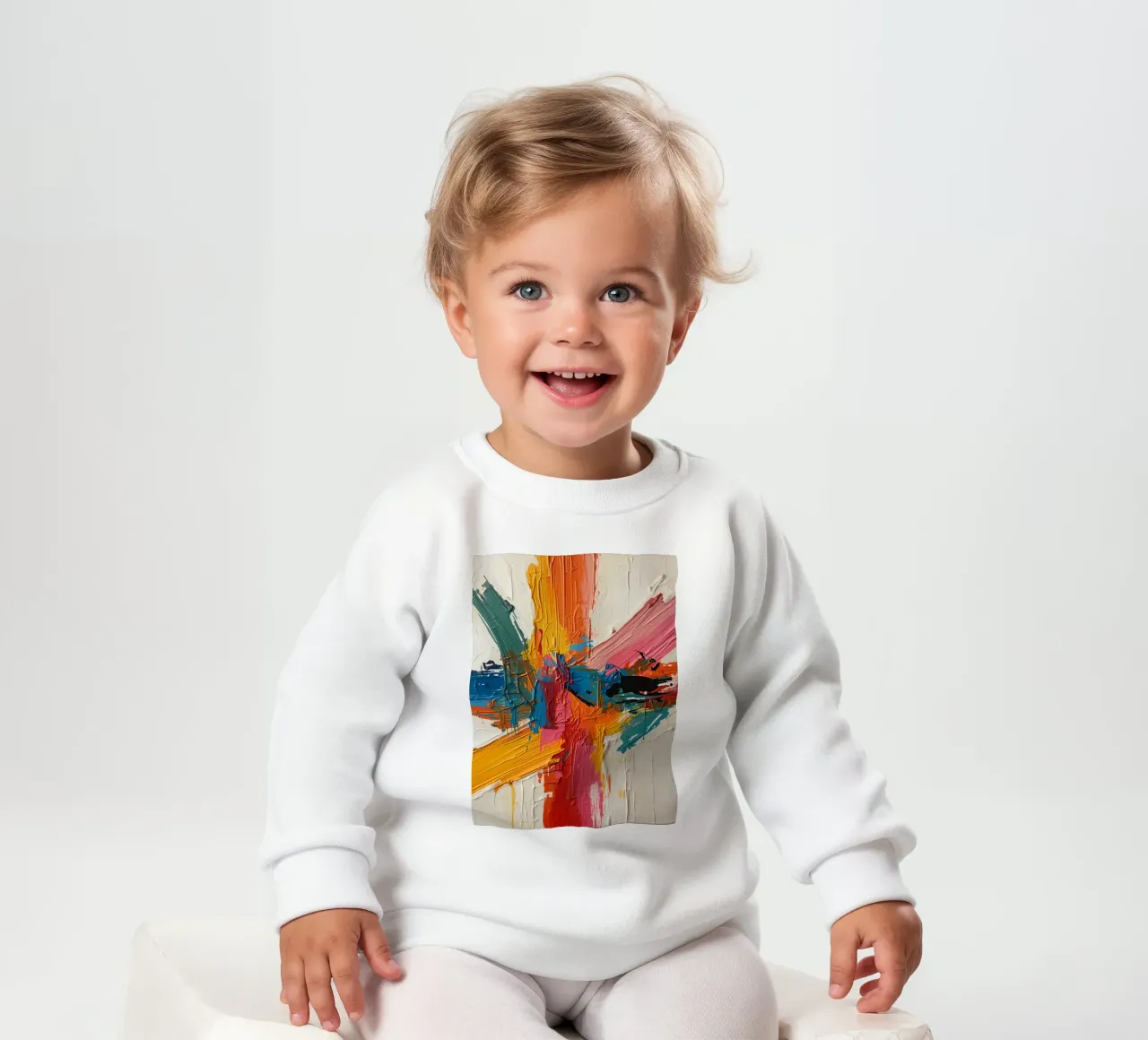 Pittura astratta con pennellate colorate che si intersecano felpa neonato da DesignDoodle