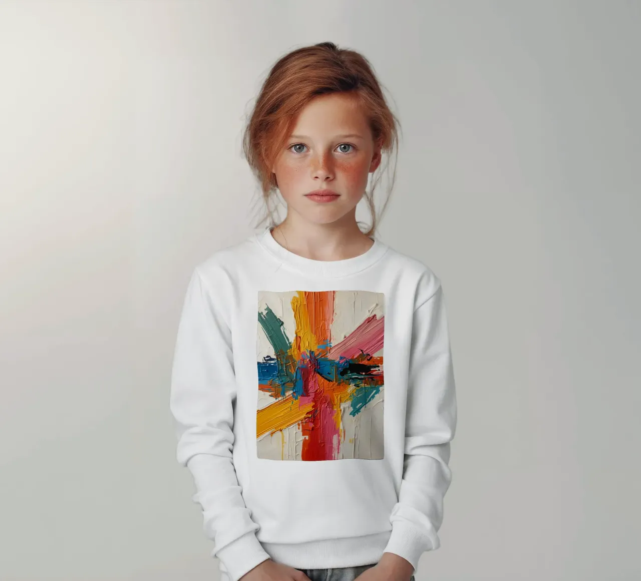 Pittura astratta con pennellate colorate che si intersecano felpa bambino da DesignDoodle