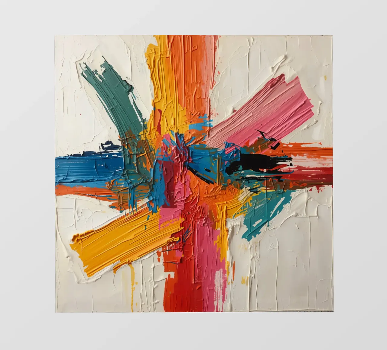Pittura astratta con pennellate colorate che si intersecano telo in pvc da DesignDoodle