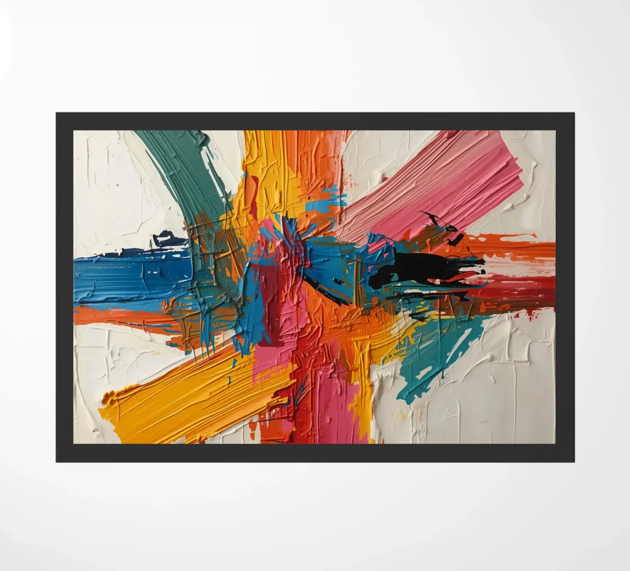 Pittura astratta con pennellate colorate che si intersecano zerbino da DesignDoodle