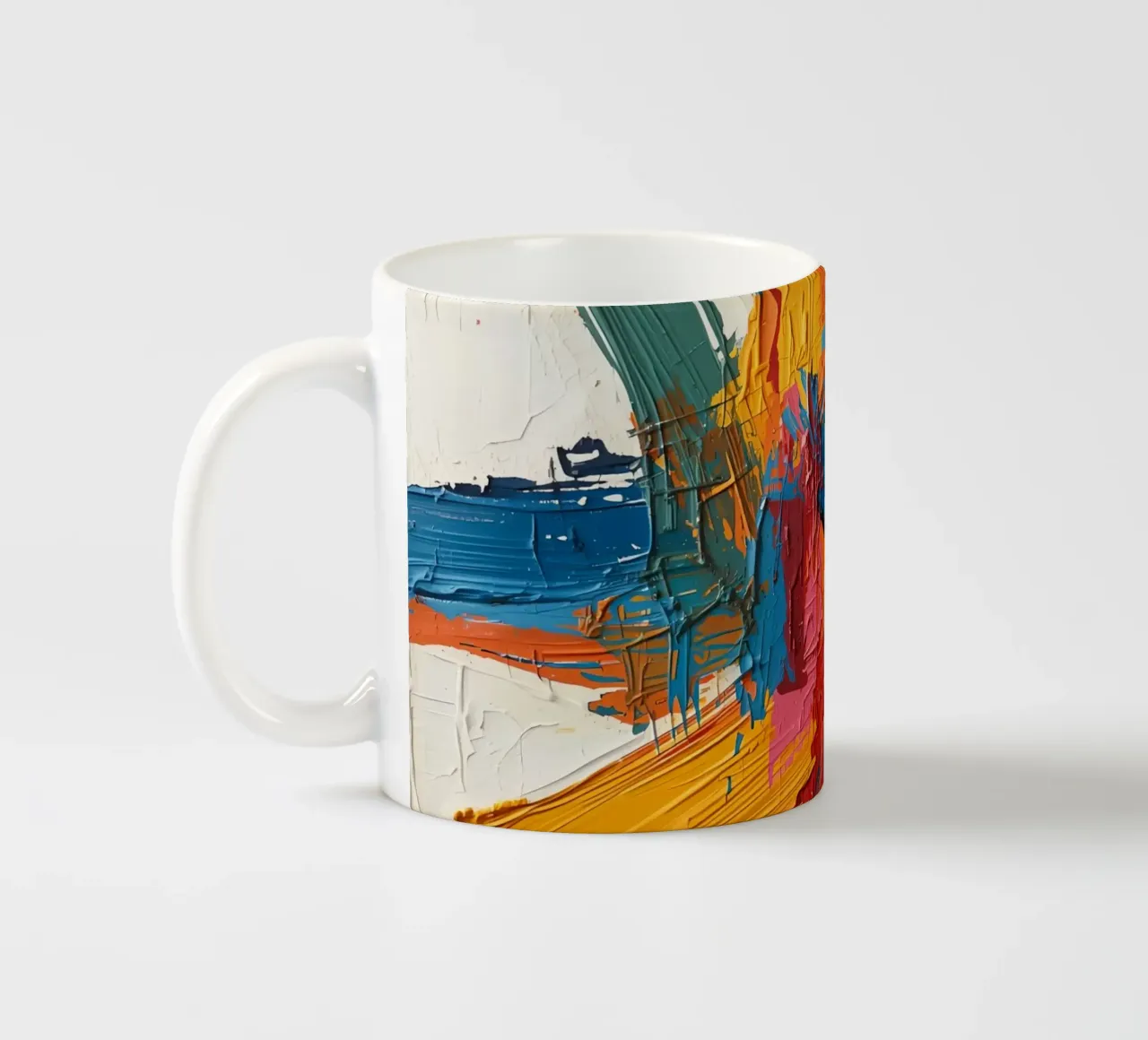 Pittura astratta con pennellate colorate che si intersecano tazza in ceramica da DesignDoodle