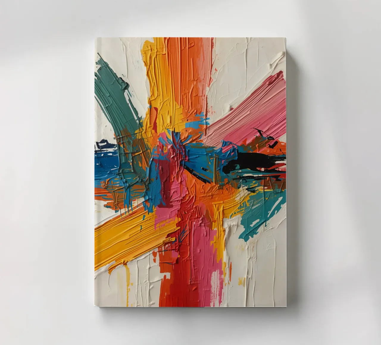 Abstract Painting of Intersecting Colored Brushstrokes notebook by DesignDoodle