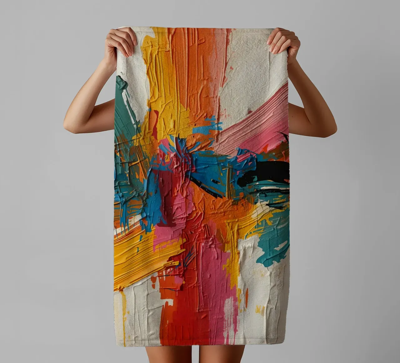 Abstract Painting of Intersecting Colored Brushstrokes towel by DesignDoodle