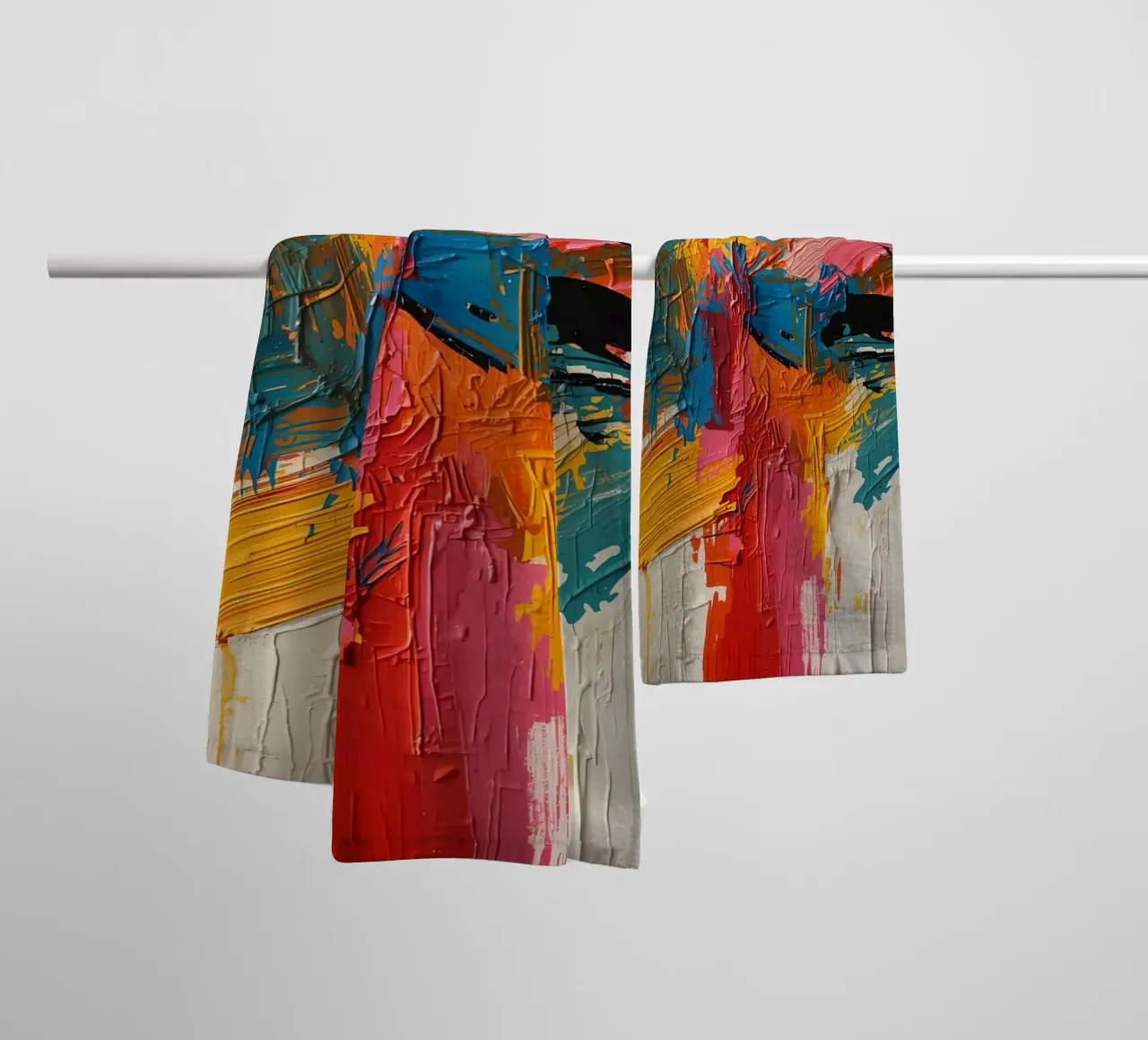 Abstract Painting of Intersecting Colored Brushstrokes towel by DesignDoodle
