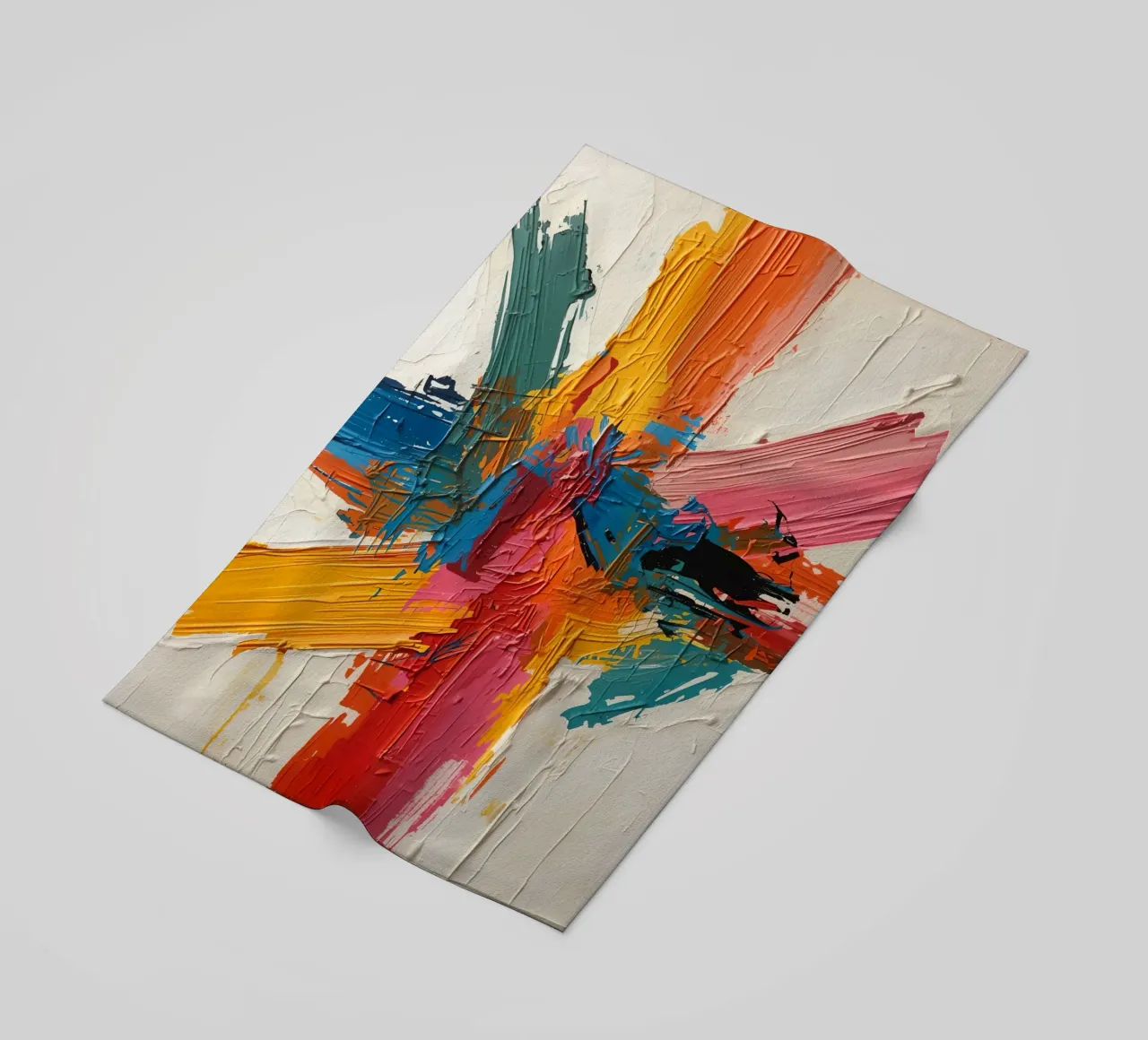 Pittura astratta con pennellate colorate che si intersecano telo mare da DesignDoodle