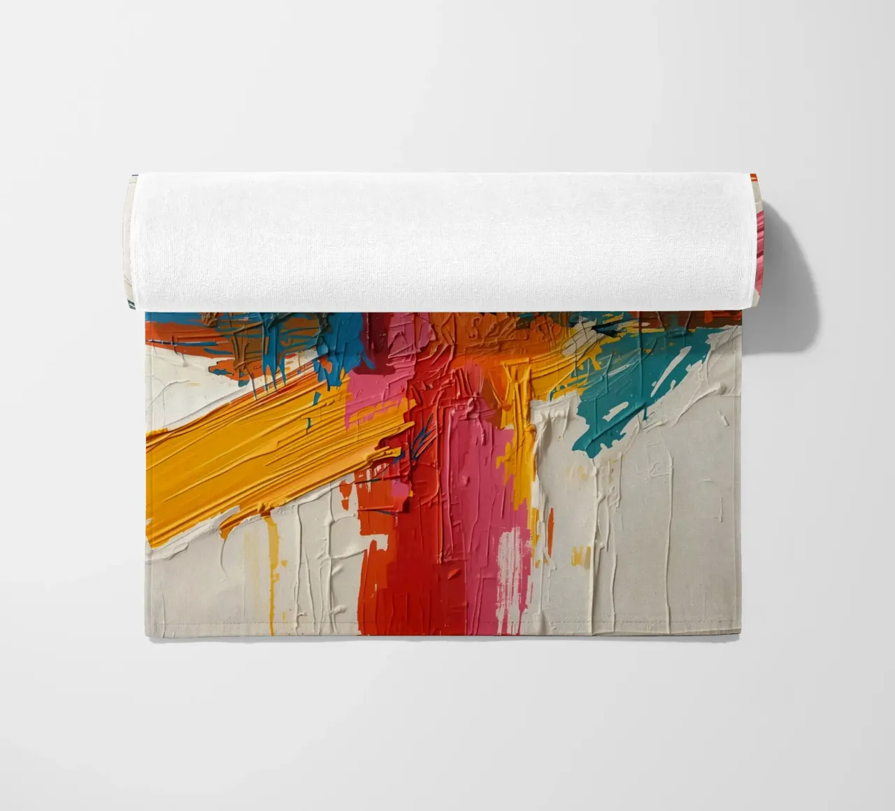 Pittura astratta con pennellate colorate che si intersecano telo mare da DesignDoodle