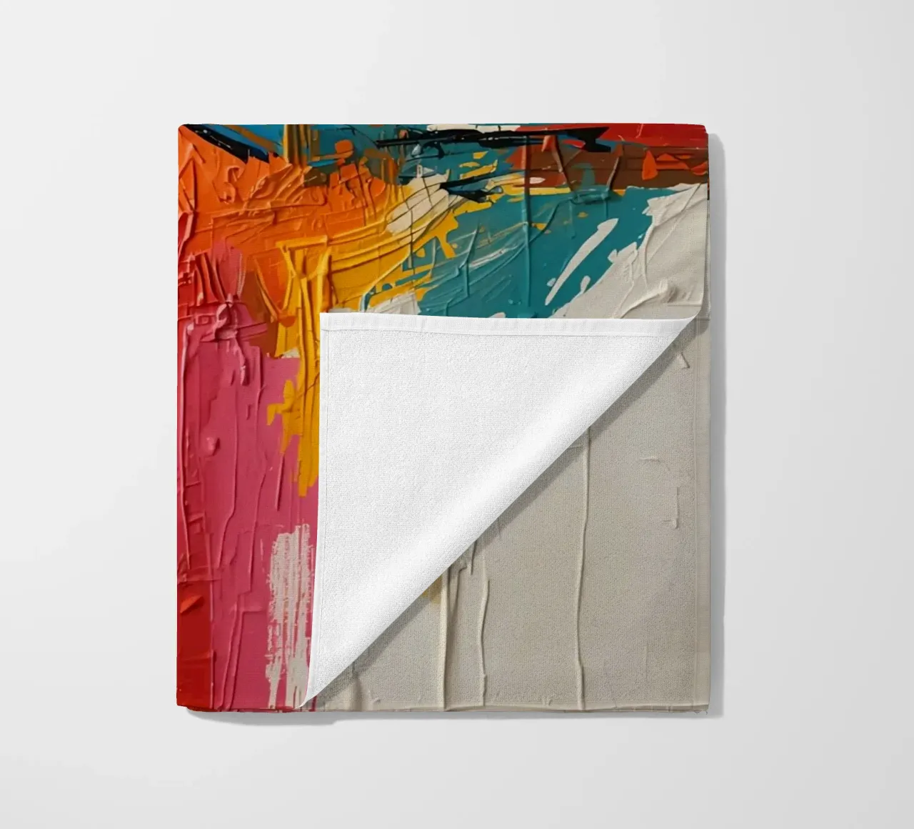 Pittura astratta con pennellate colorate che si intersecano telo mare da DesignDoodle