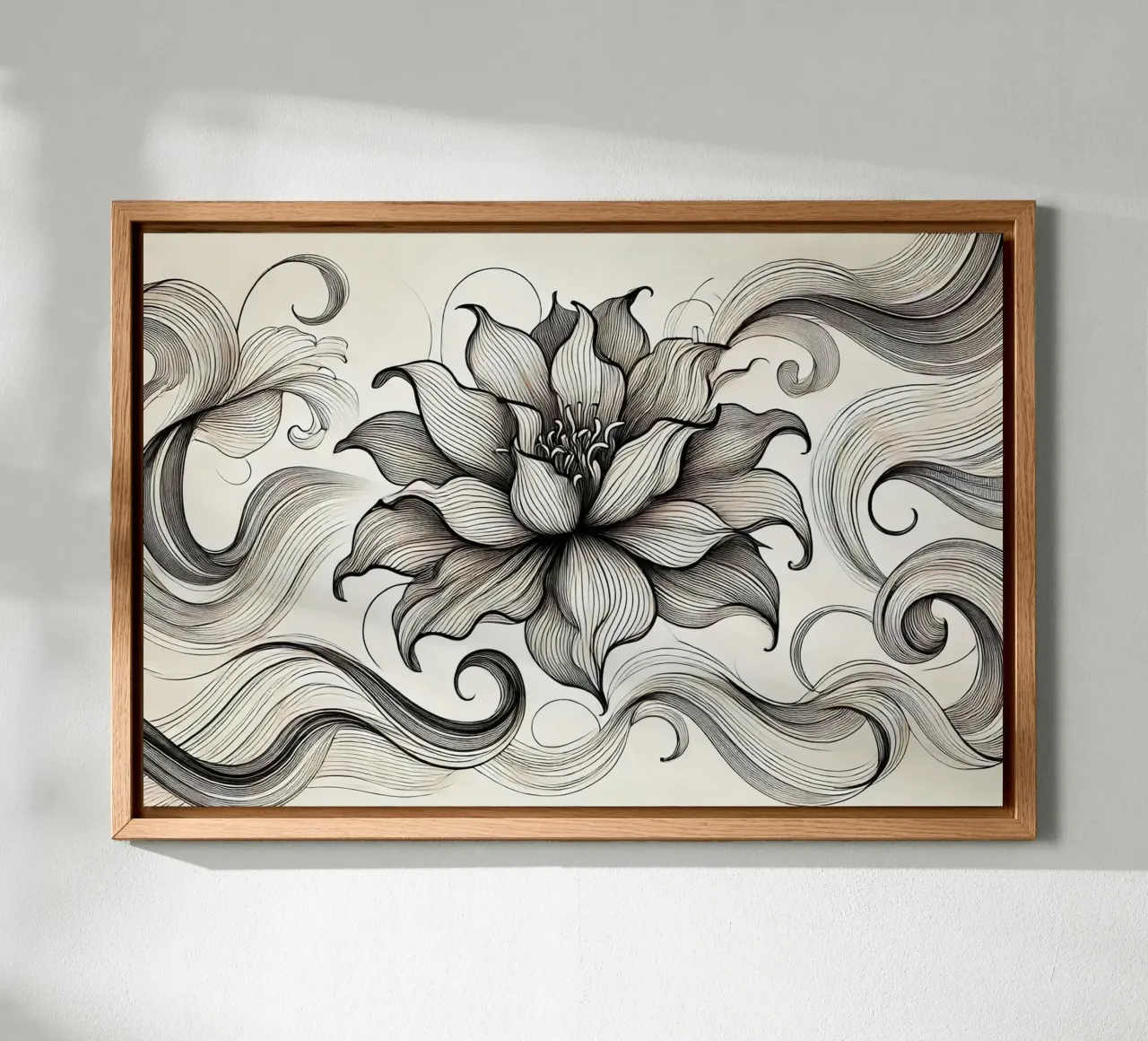 Reverie monocromatica in fiore tela con Cornice a cassetta da Chromatic Fusion Studio