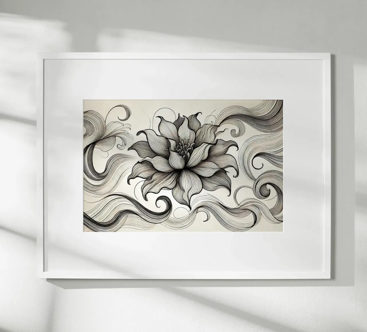 Reverie monocromatica in fiore poster con telaio in alluminio da Chromatic Fusion Studio