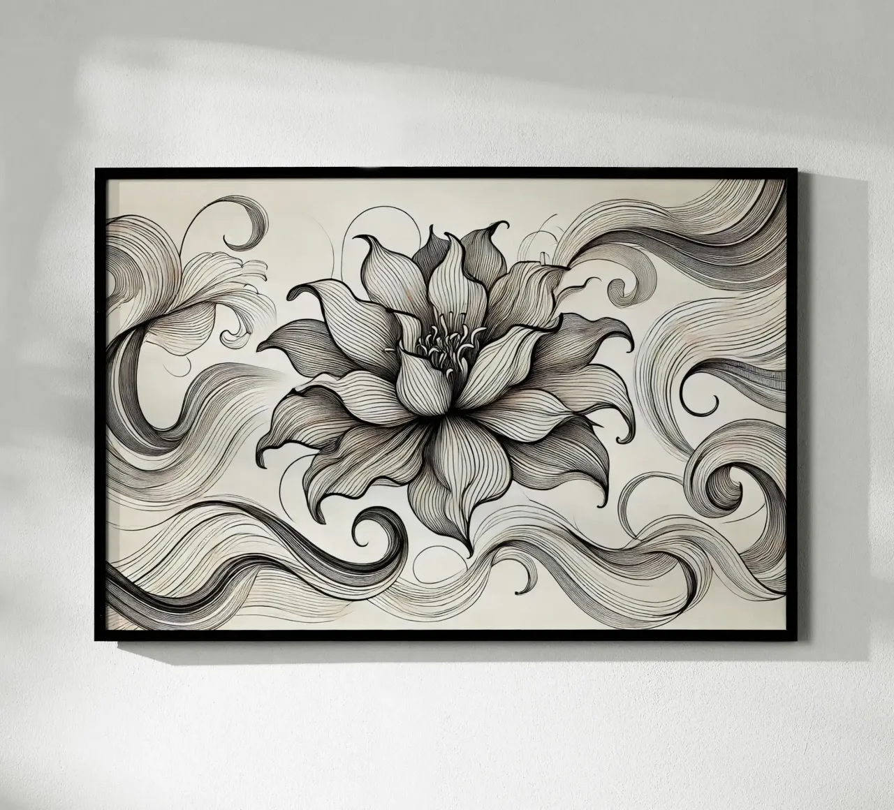 Reverie monocromatica in fiore poster con telaio in alluminio da Chromatic Fusion Studio