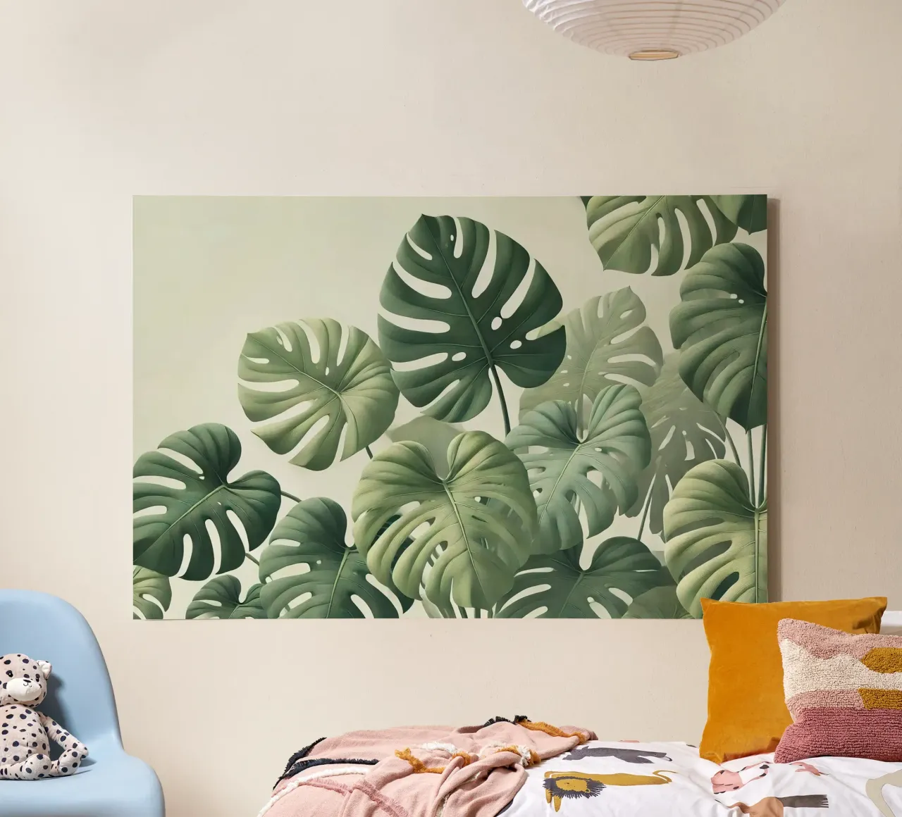 Monstera Lightscape tela con Cornice a cassetta da Chromatic Fusion Studio