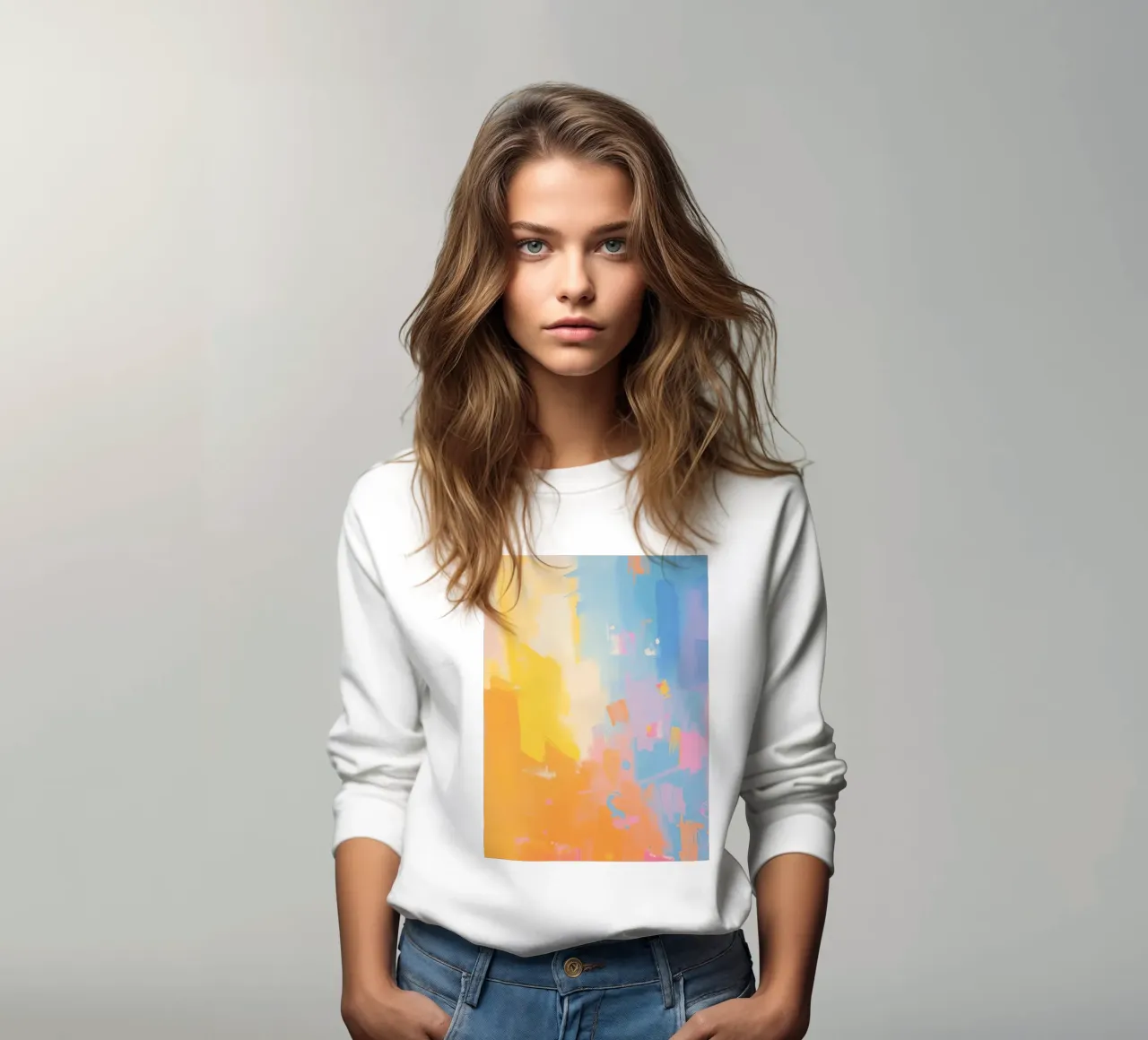 Pittura astratta con colori e pennellate a pastello felpa da DesignDoodle