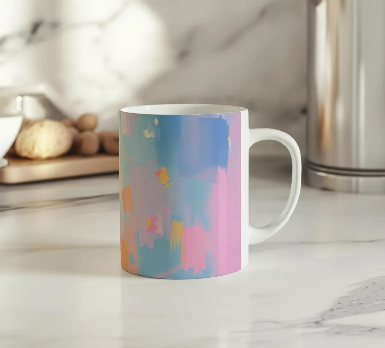 Pittura astratta con colori e pennellate a pastello tazza in ceramica da DesignDoodle