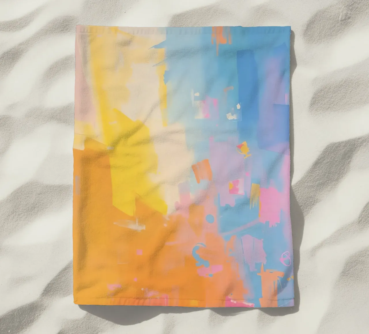 Pittura astratta con colori e pennellate a pastello telo mare da DesignDoodle