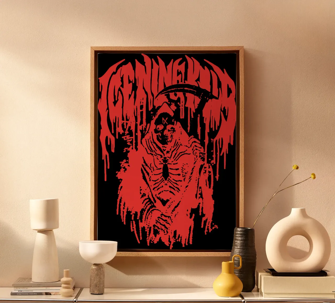 Il Tristo Mietitore di Icenine uccide Tshirt Premium tela con Cornice a cassetta da igoshartwrks