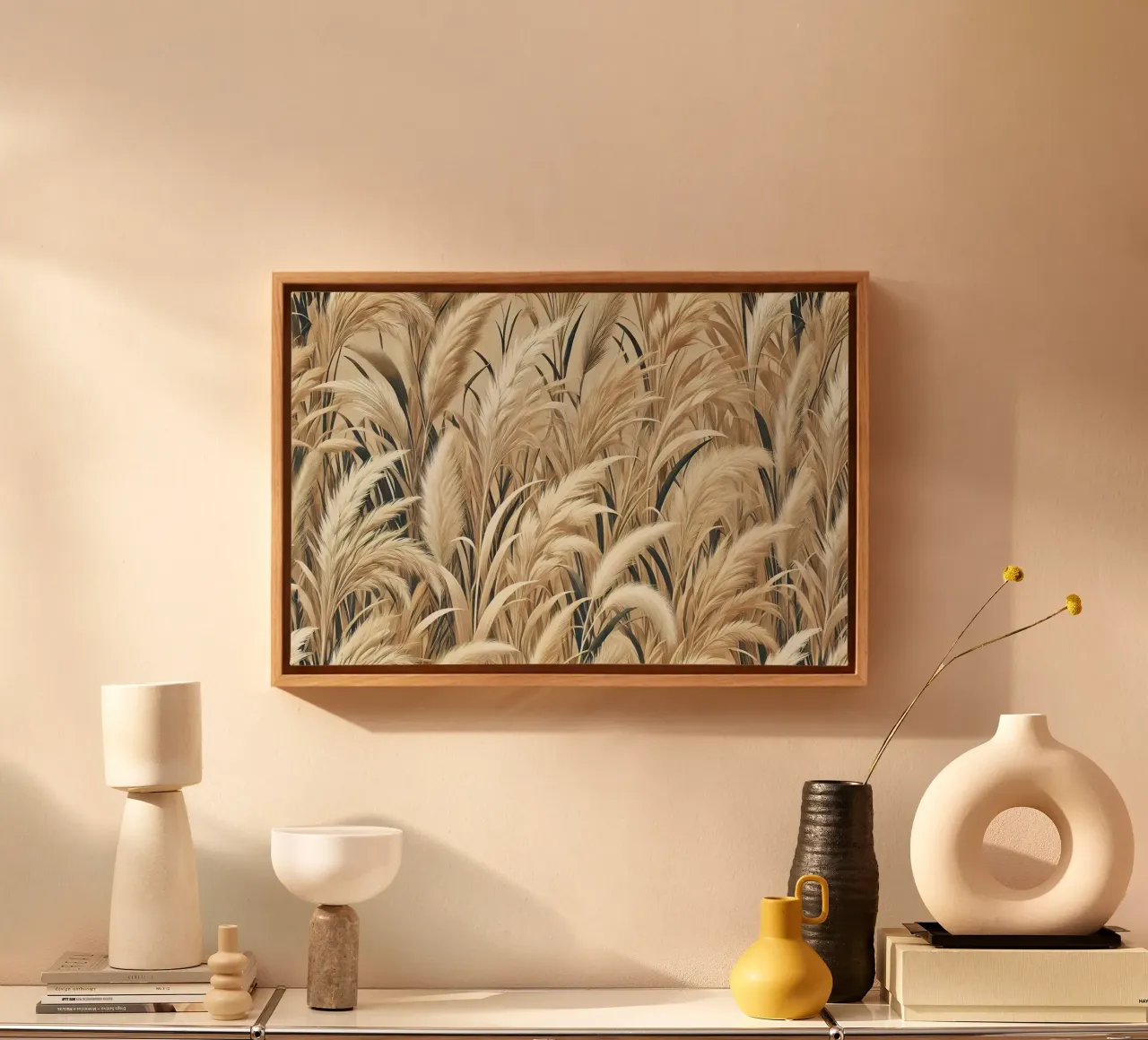 Pampas dageraadglans canvas met Baklijst van Chromatic Fusion Studio