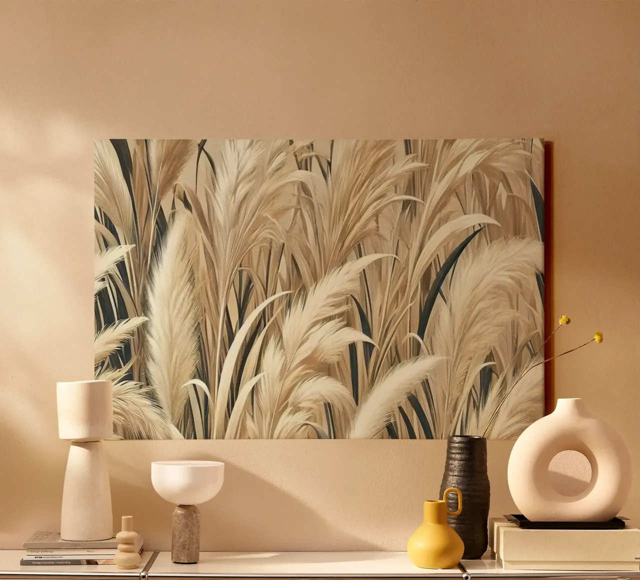 Pampas dageraadglans canvas met Baklijst van Chromatic Fusion Studio