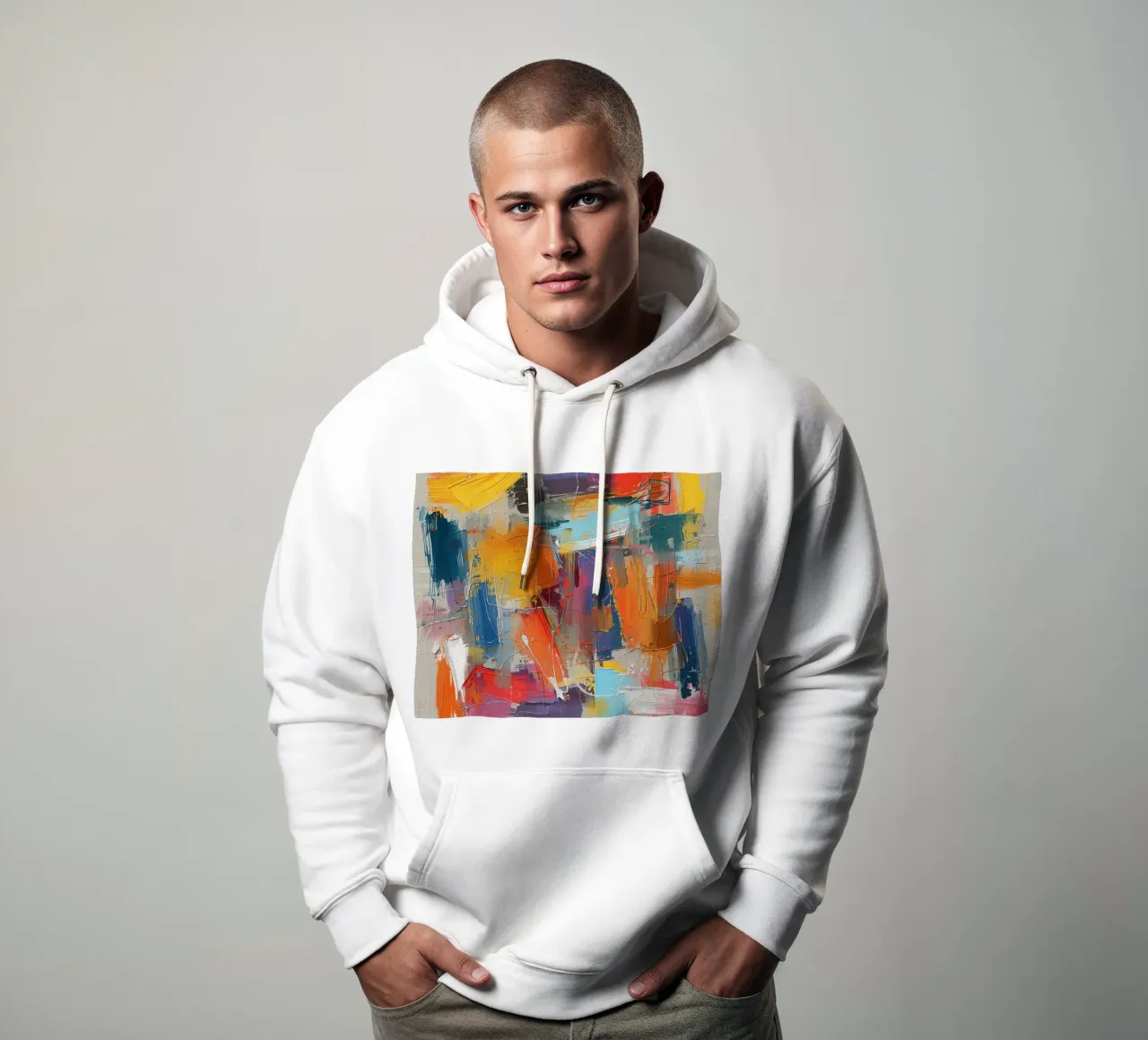 Pittura astratta con pennellate strutturate felpa con cappuccio da DesignDoodle