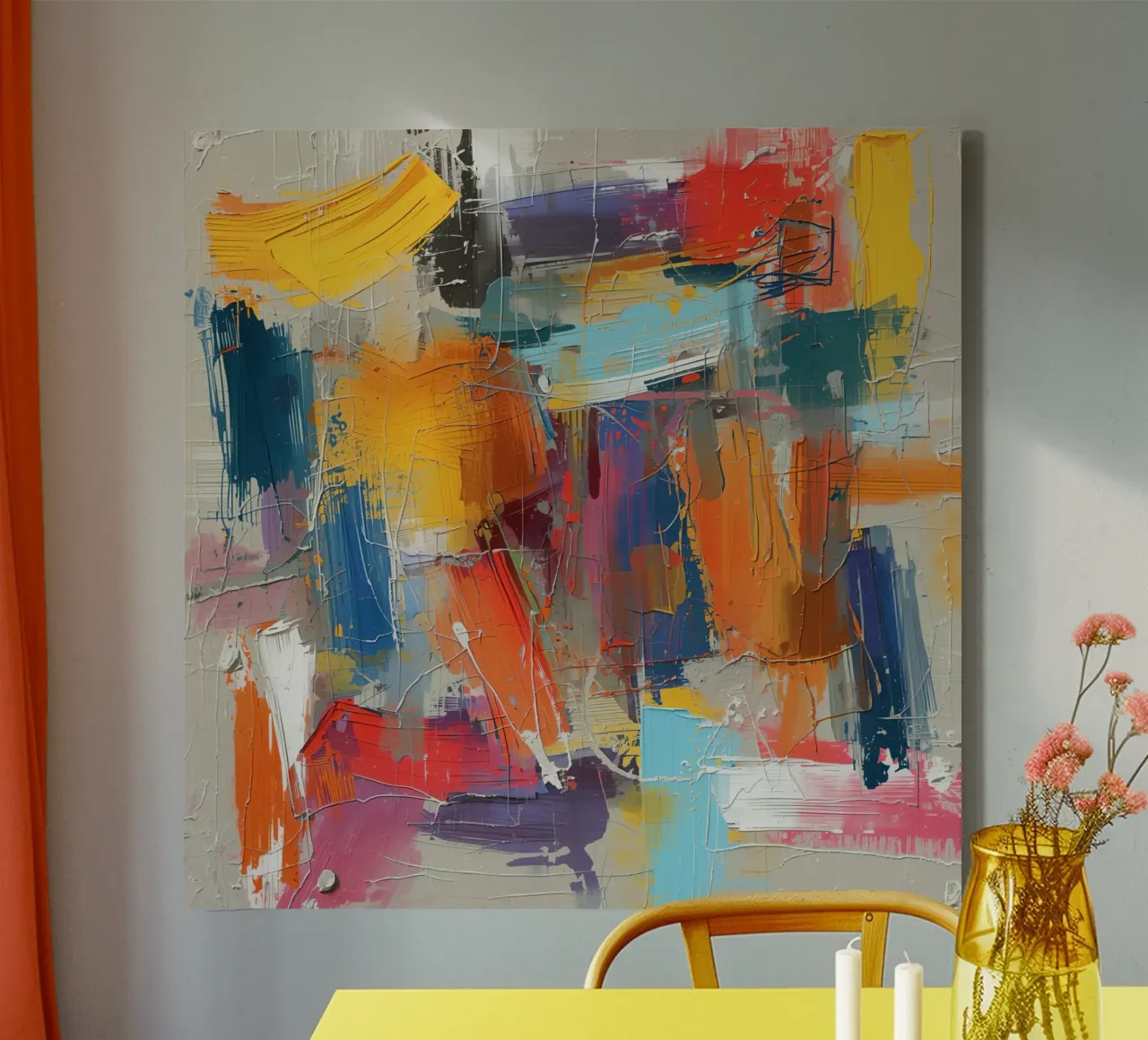 Pittura astratta con pennellate strutturate tela con Cornice a cassetta da DesignDoodle