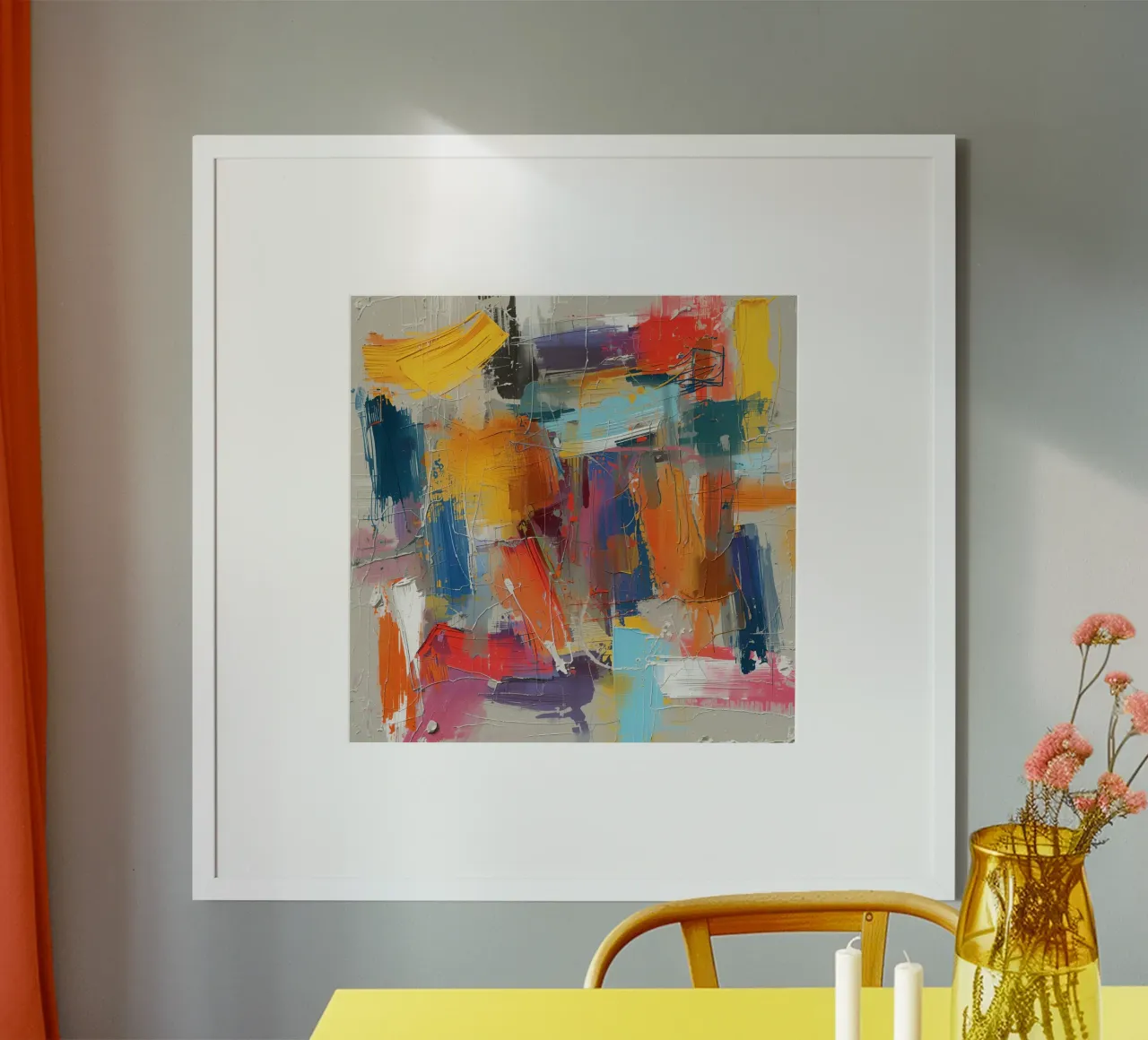 Pittura astratta con pennellate strutturate poster con telaio in alluminio da DesignDoodle