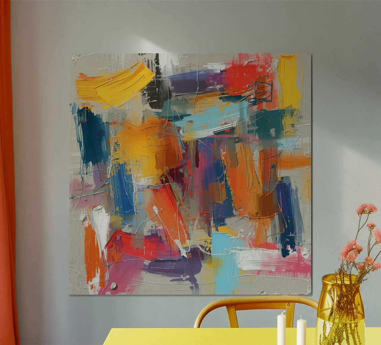 Pittura astratta con pennellate strutturate poster con telaio in alluminio da DesignDoodle